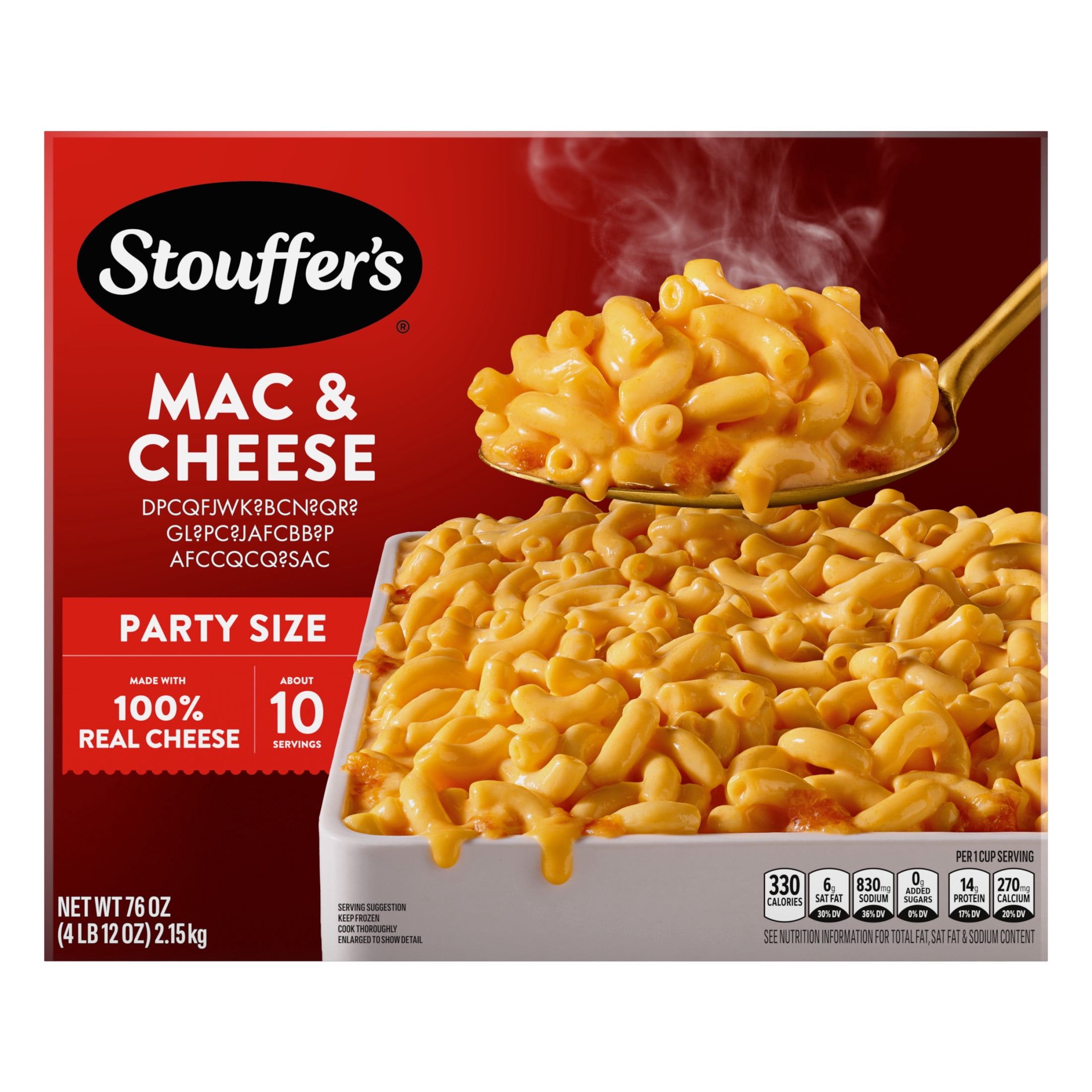 Stouffer's Macaroni & Cheese, Party Size, Frozen Mac and Cheese Meal, 76 oz (Frozen)