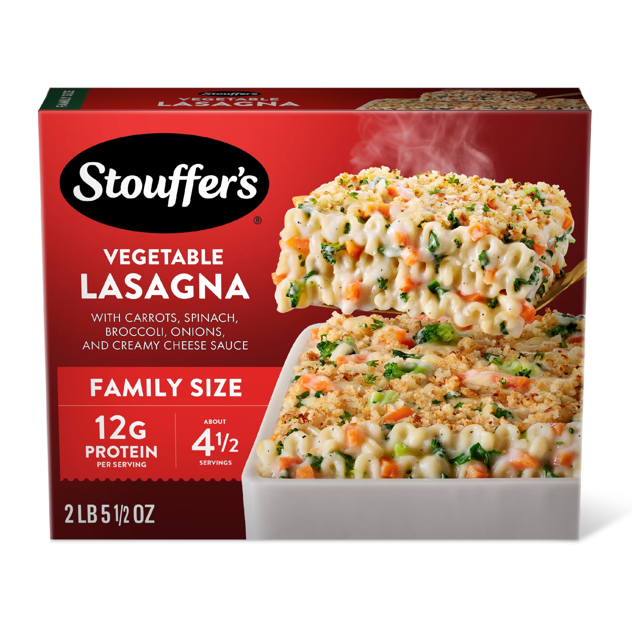 Stouffers Vegetable Lasagna, Family Size Lasagna, Easy Frozen Dinners 37.5 oz