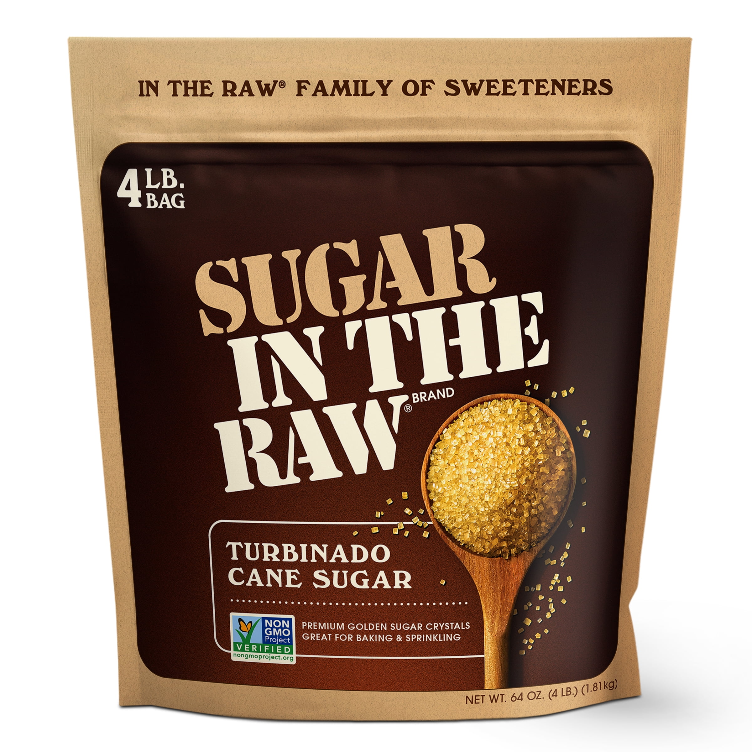 Sugar In The Raw, Granulated Turbinado Cane Sugar 4 LB Bag, All-Natural Sugar
