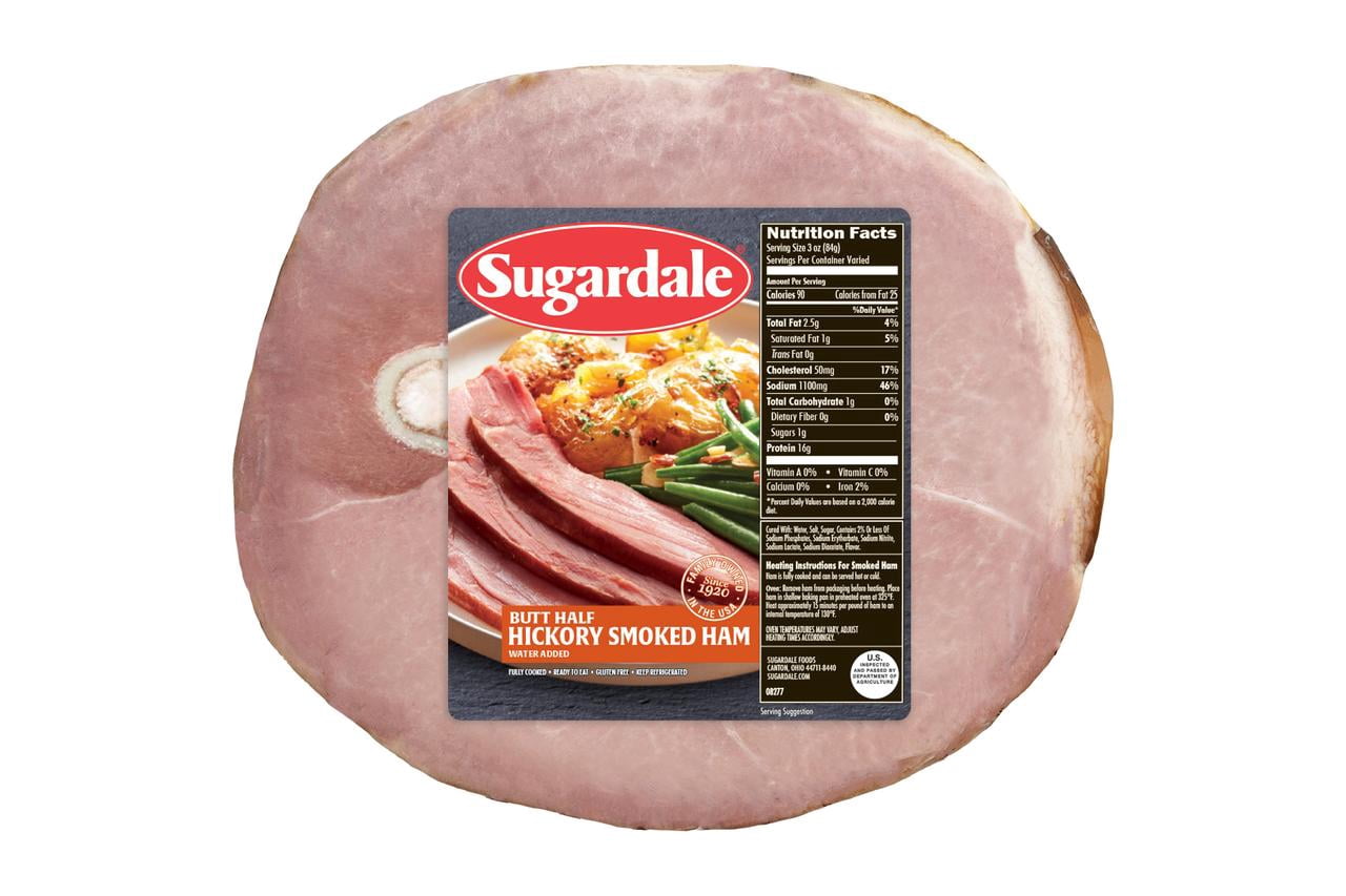 Sugardale Prestige Hickory Smoked Half Ham, Fully Cooked, Bone-In, 7- 15 lb
