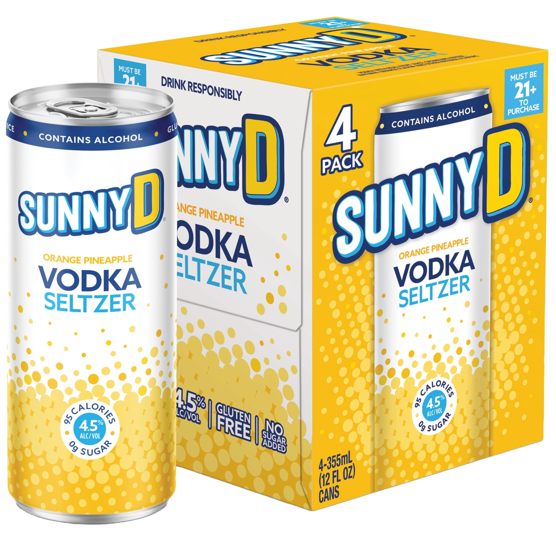 Sunny D Orange Pineapple Cocktail, 4 Pack 12 fl oz Cans, 4.5% ABV