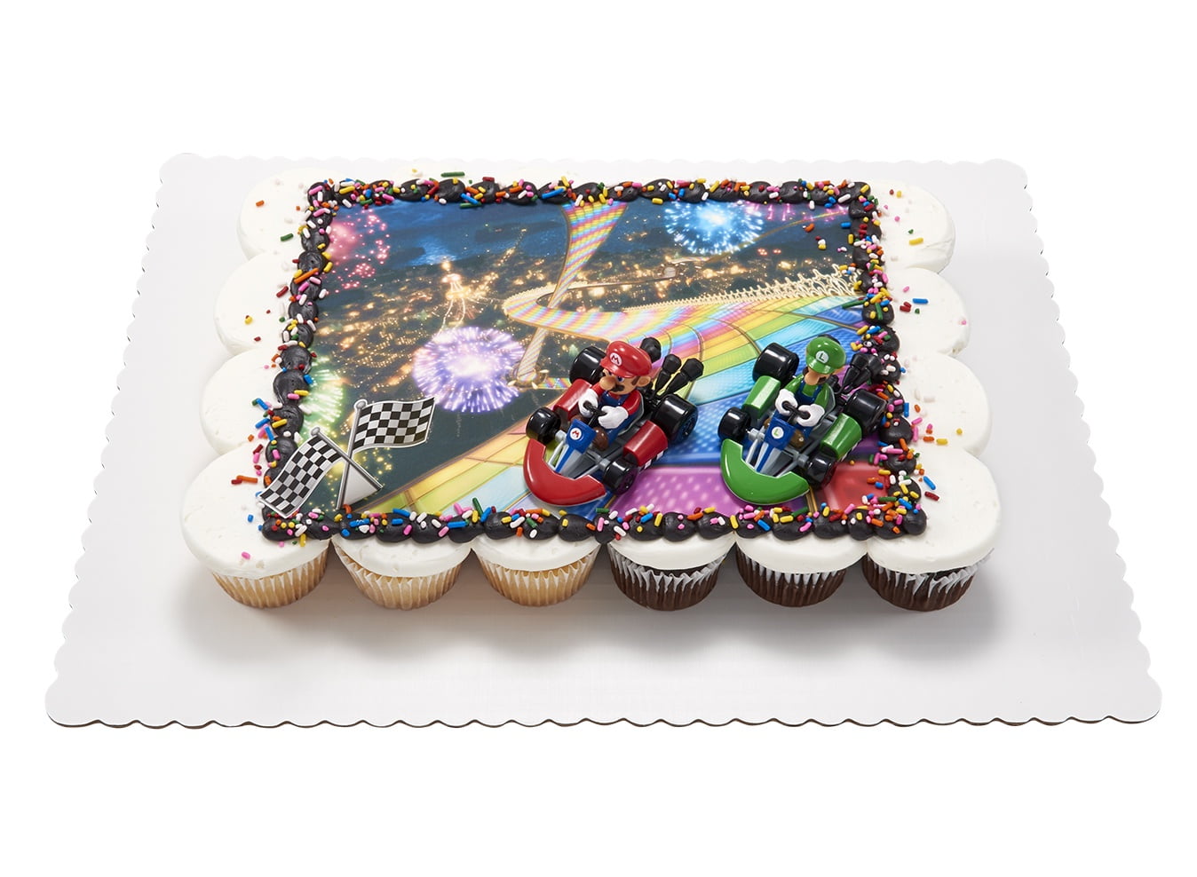 Super Mario- Rainbow Road Cupcake Cake