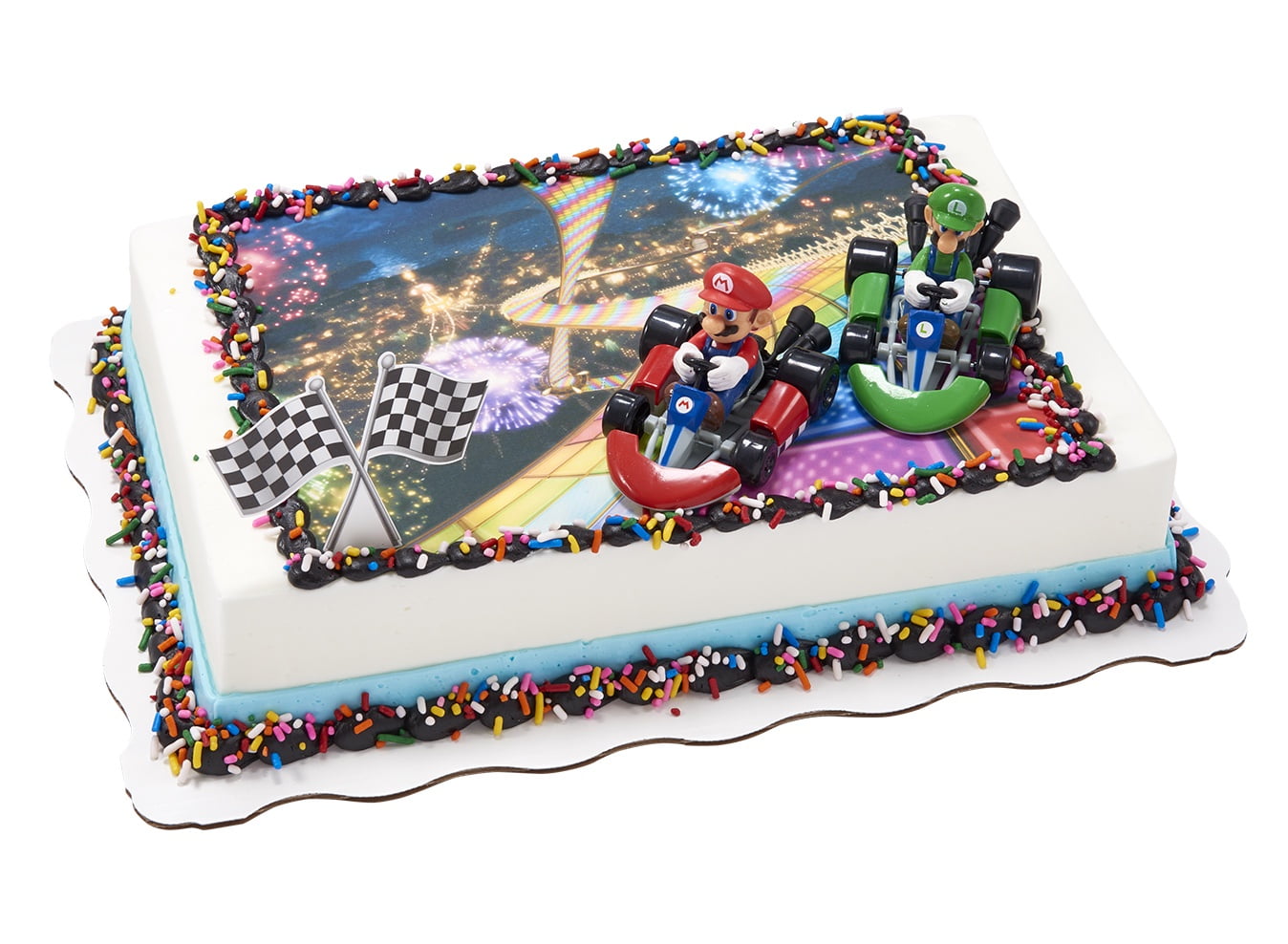Super Mario- Rainbow Road Sheet Cake