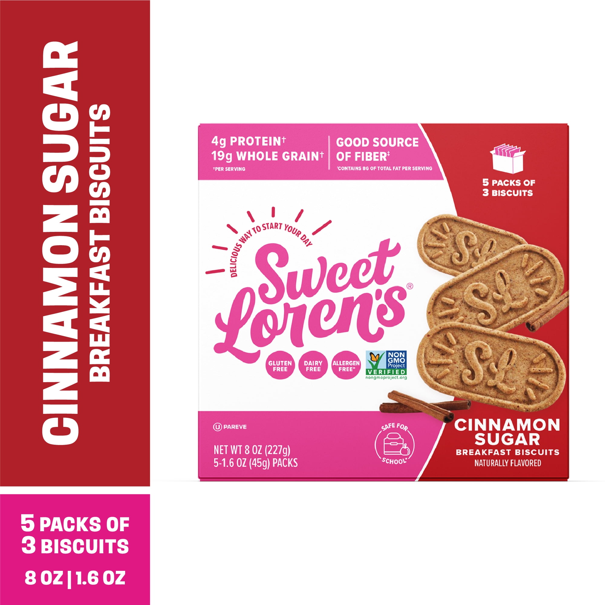 Sweet Loren's Cinnamon Sugar Breakfast Biscuits, Gluten & Dairy Free, 8oz/5ct