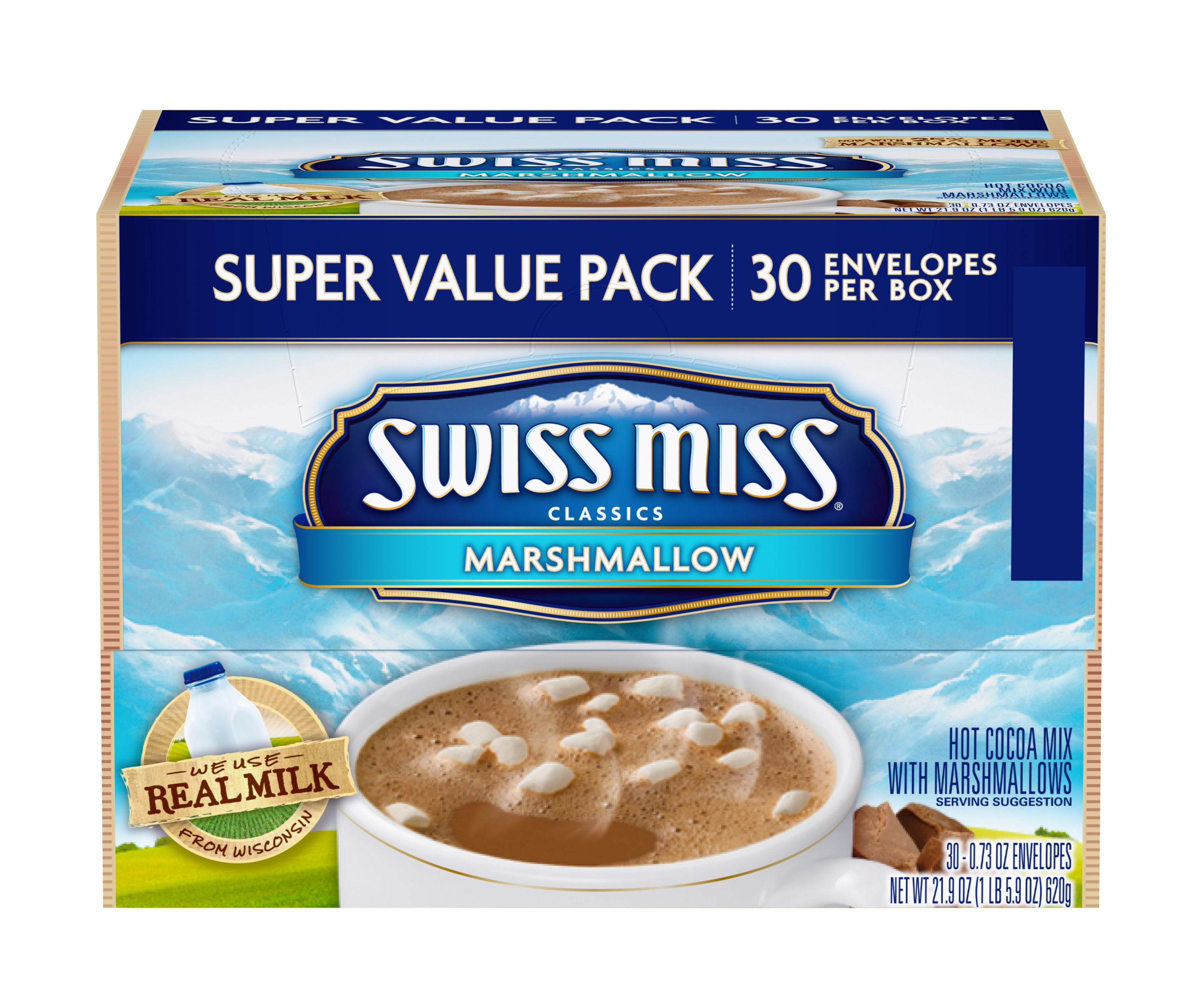 Swiss Miss Classics Milk Chocolate with Marshmallow Hot Cocoa Mix, 30 Count 21.9 oz