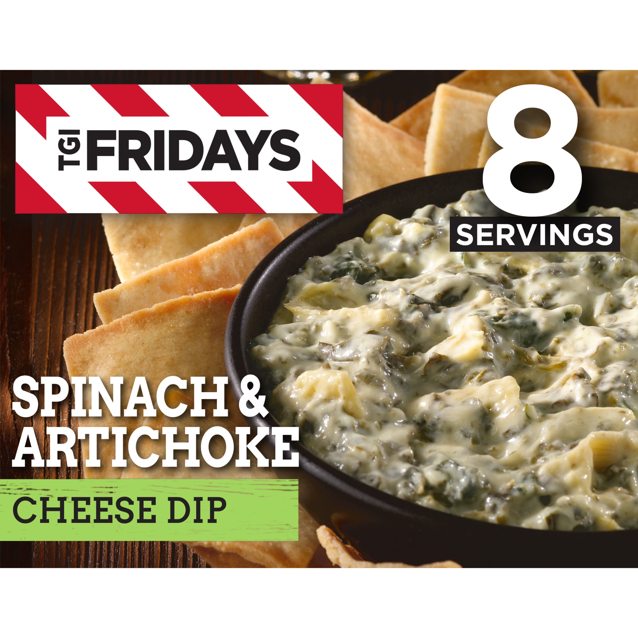 TGI Fridays Spinach & Artichoke Cheese Dip Frozen Snack, 1 Box, for Restaurant-Style Snacking and Hosting, 8 oz