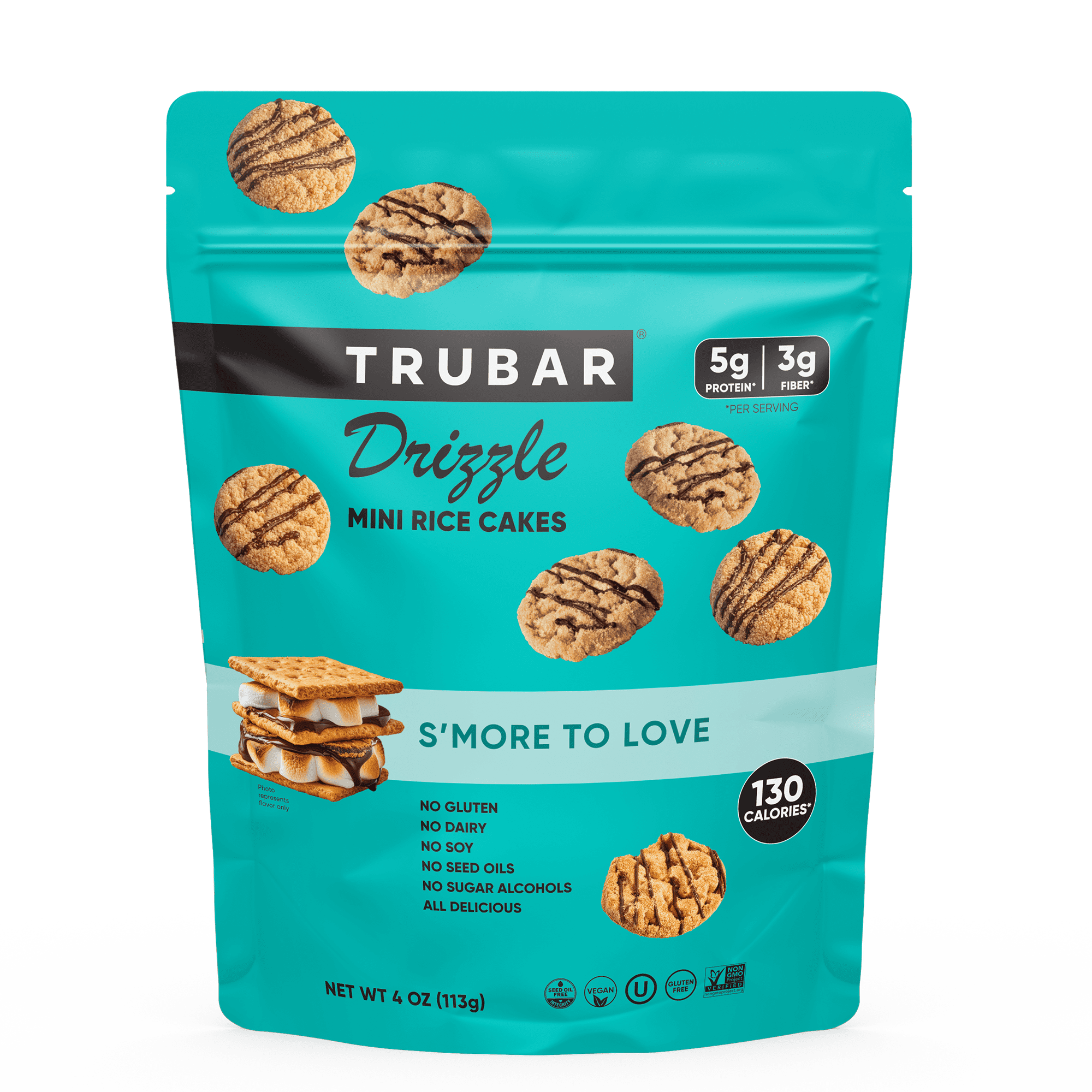 TRUBAR Drizzle Mini Rice Cakes, S'More to Love, 4oz Bag