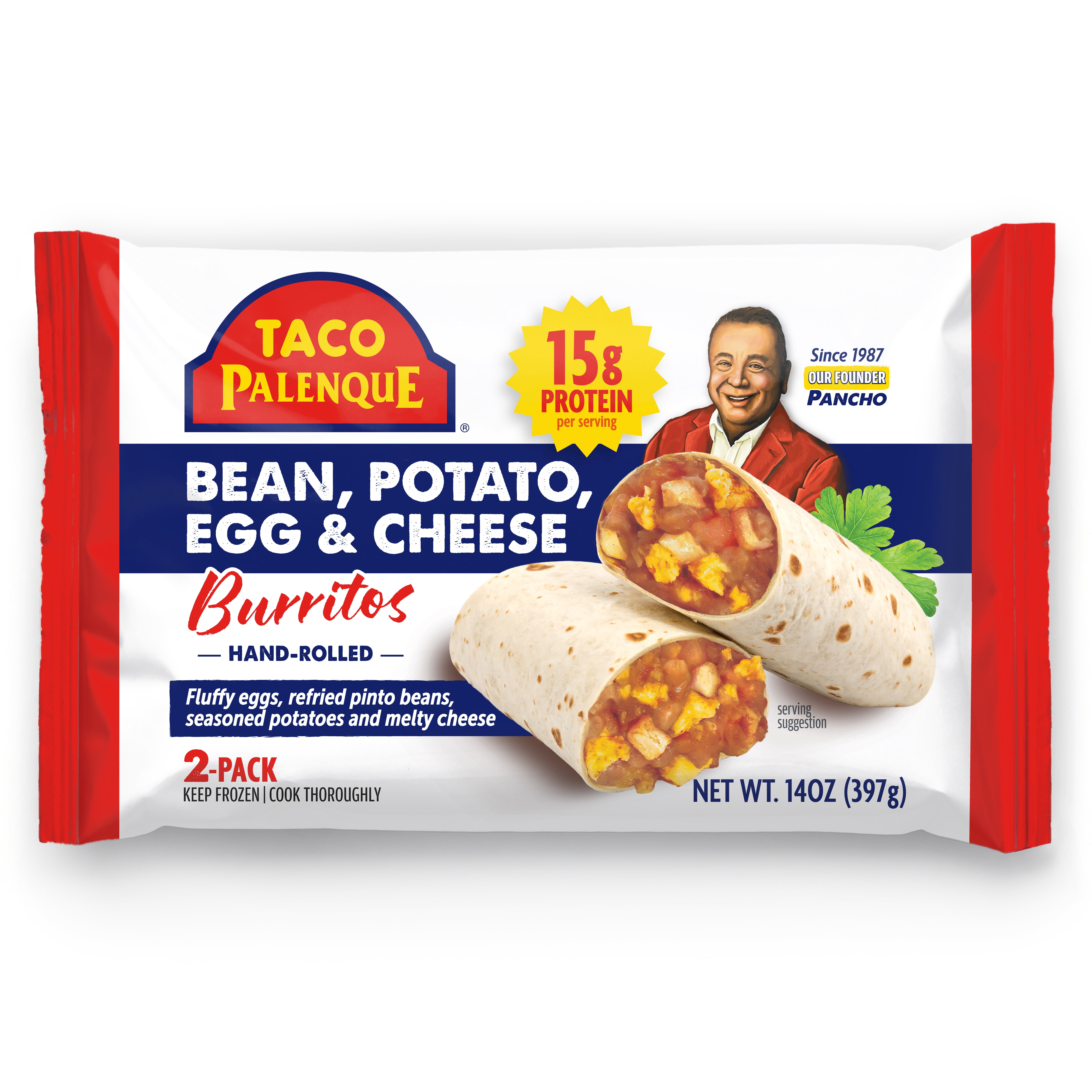 Taco Palenque Bean & Cheese Burritos, 14 oz, 2 Count (Frozen)