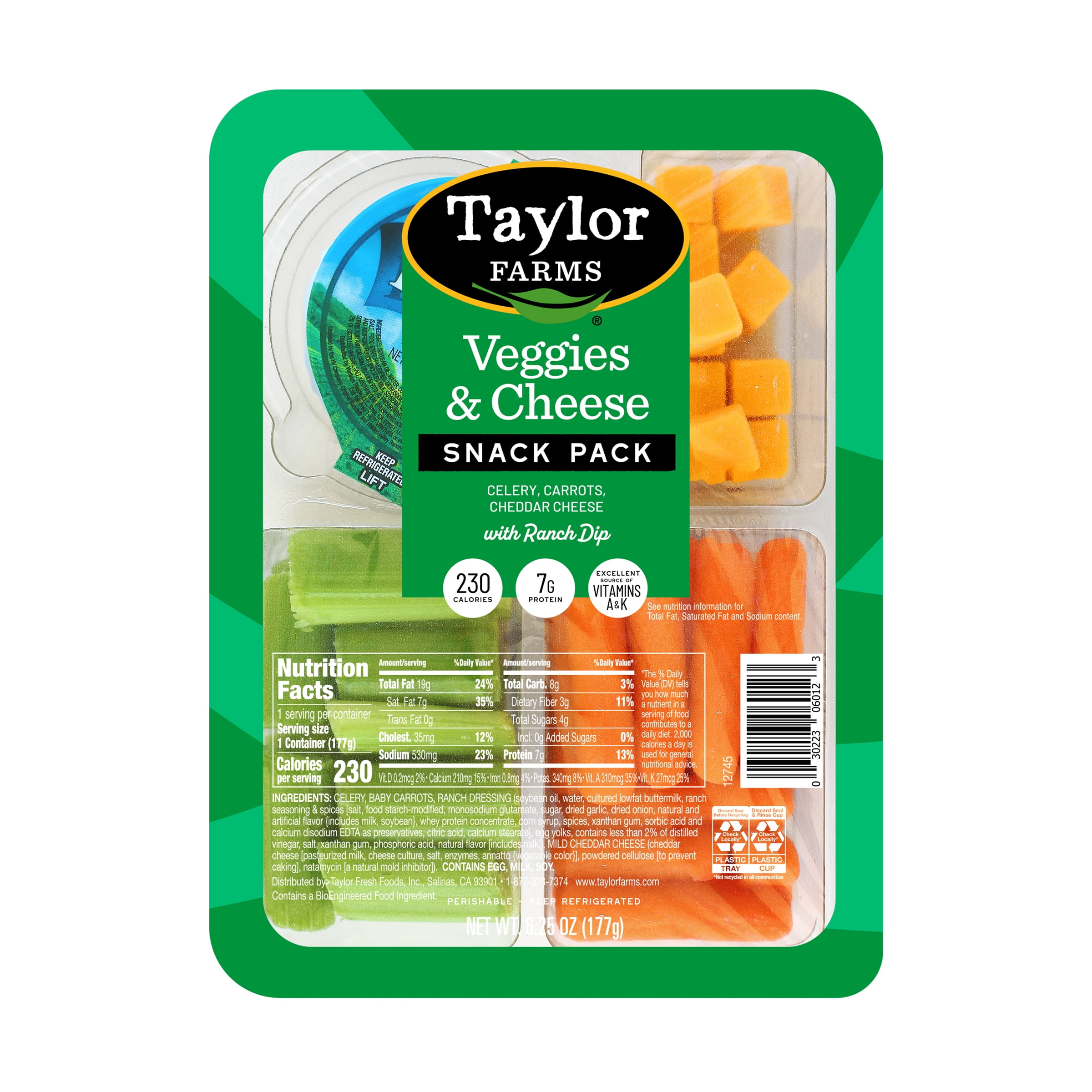 Taylor Farms Fresh Veggies and Cheese Snack Tray, 6.25 oz