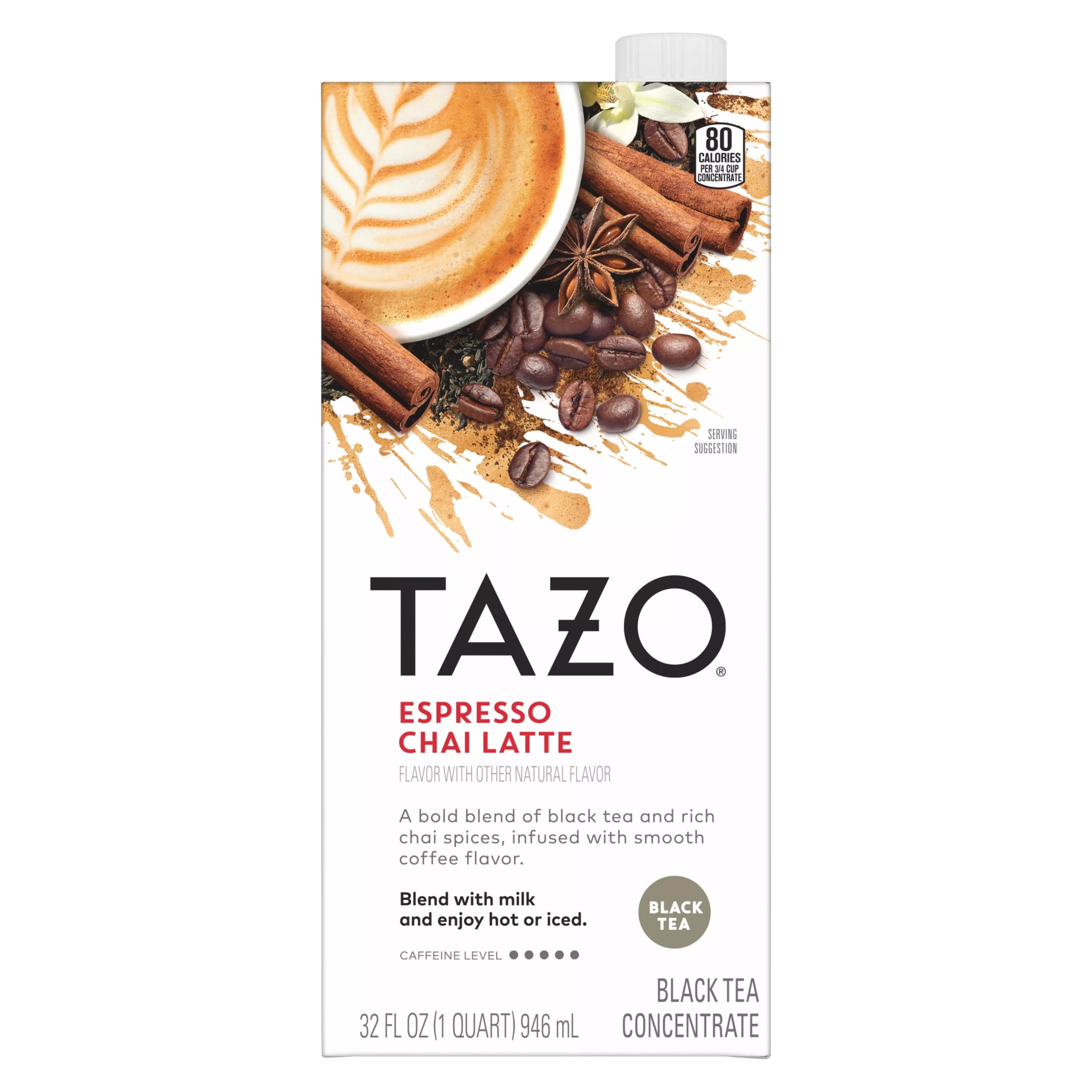 TAZO Espresso Chai Latte Liquid Concentrate, Black Tea, 32oz Carton