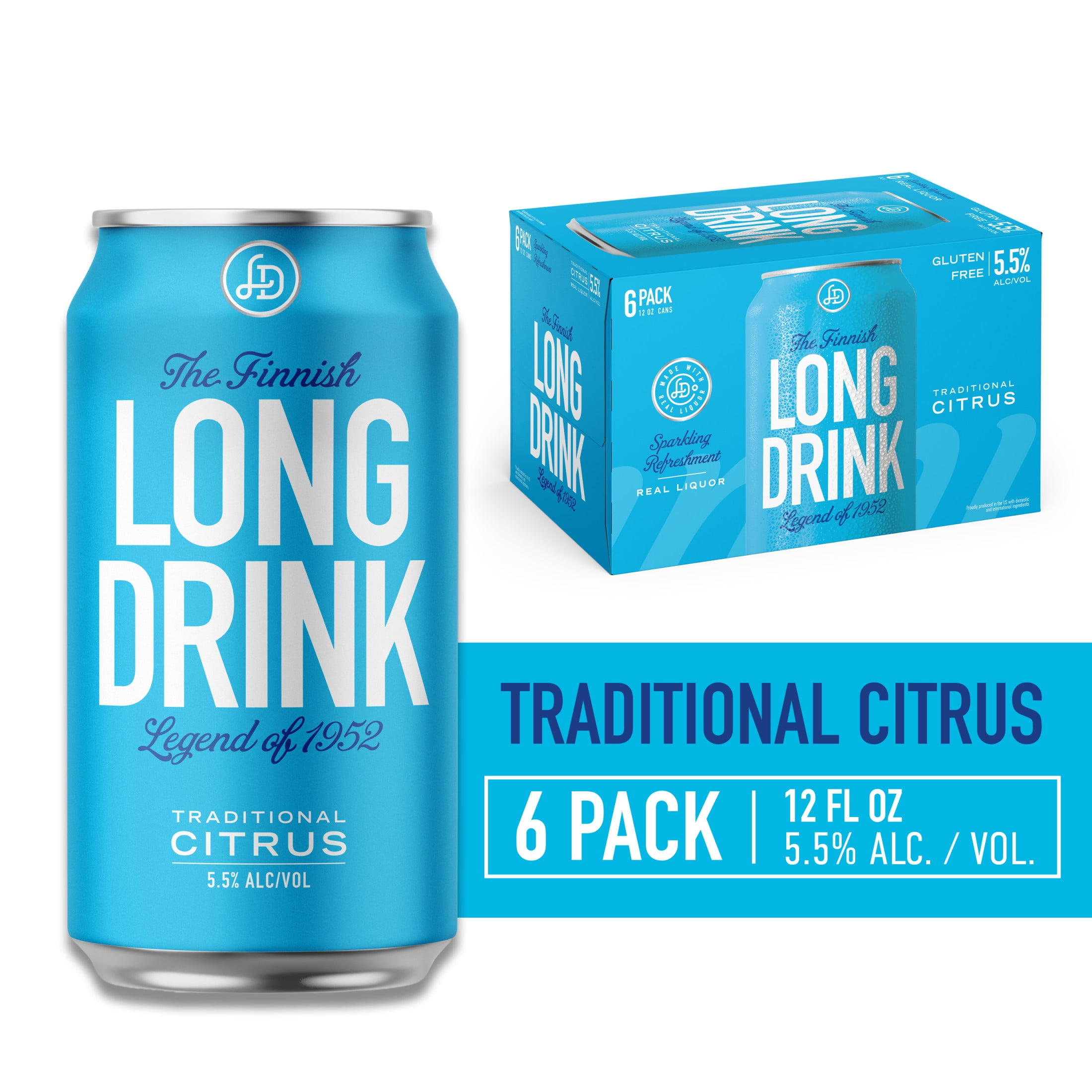 Long Drink Traditional Citrus, 6 Pack, 12 fl oz Cans, 5.5% ABV