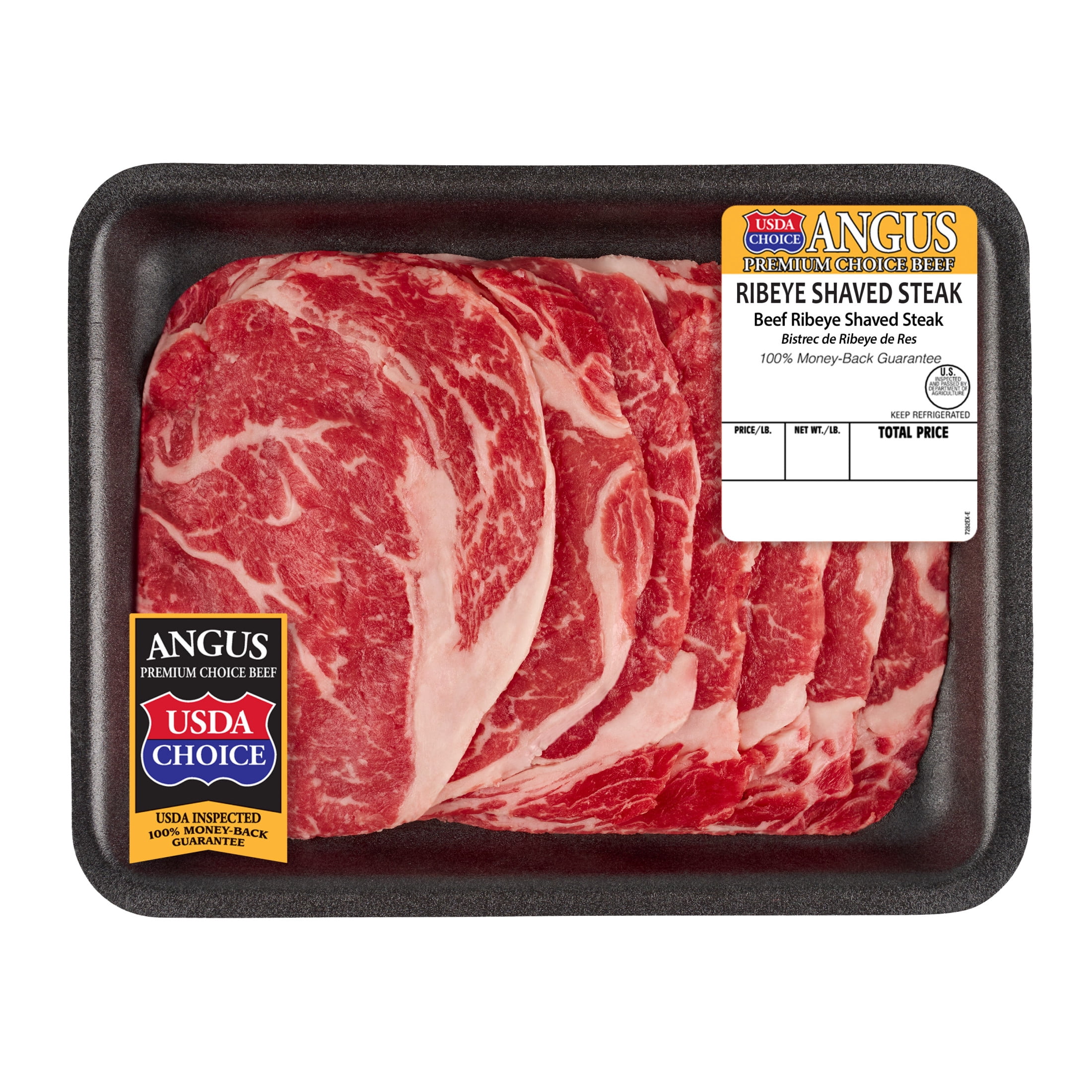 Thin Ribeye Shaved Steak, Choice Angus Beef, 7 per Tray, Fresh, 0.79 - 2.0 lb