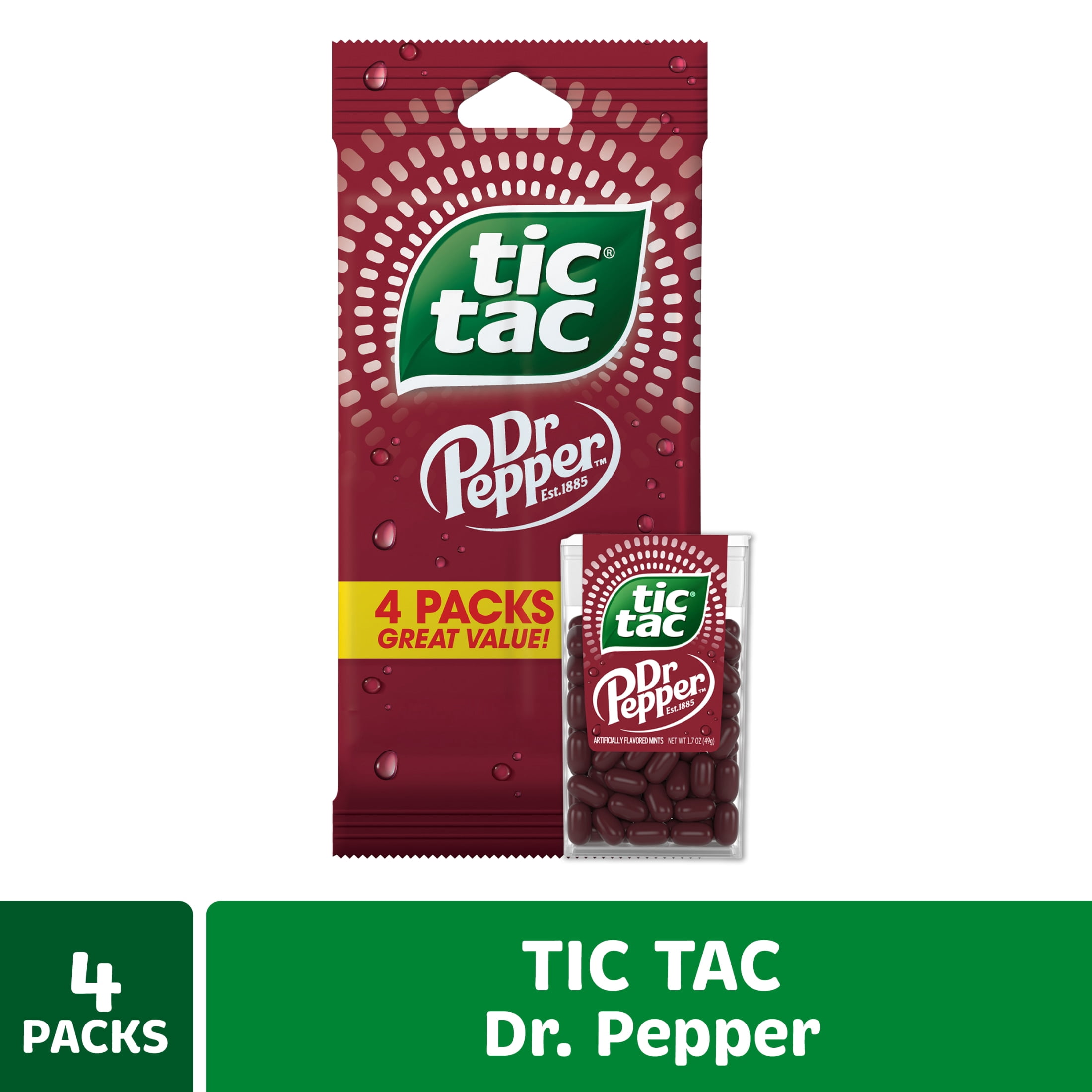 Tic Tac Dr Pepper, Pocket-sized Mints, Dr Pepper Flavored On-the-Go Refreshment, 4 pack, 1 oz Each