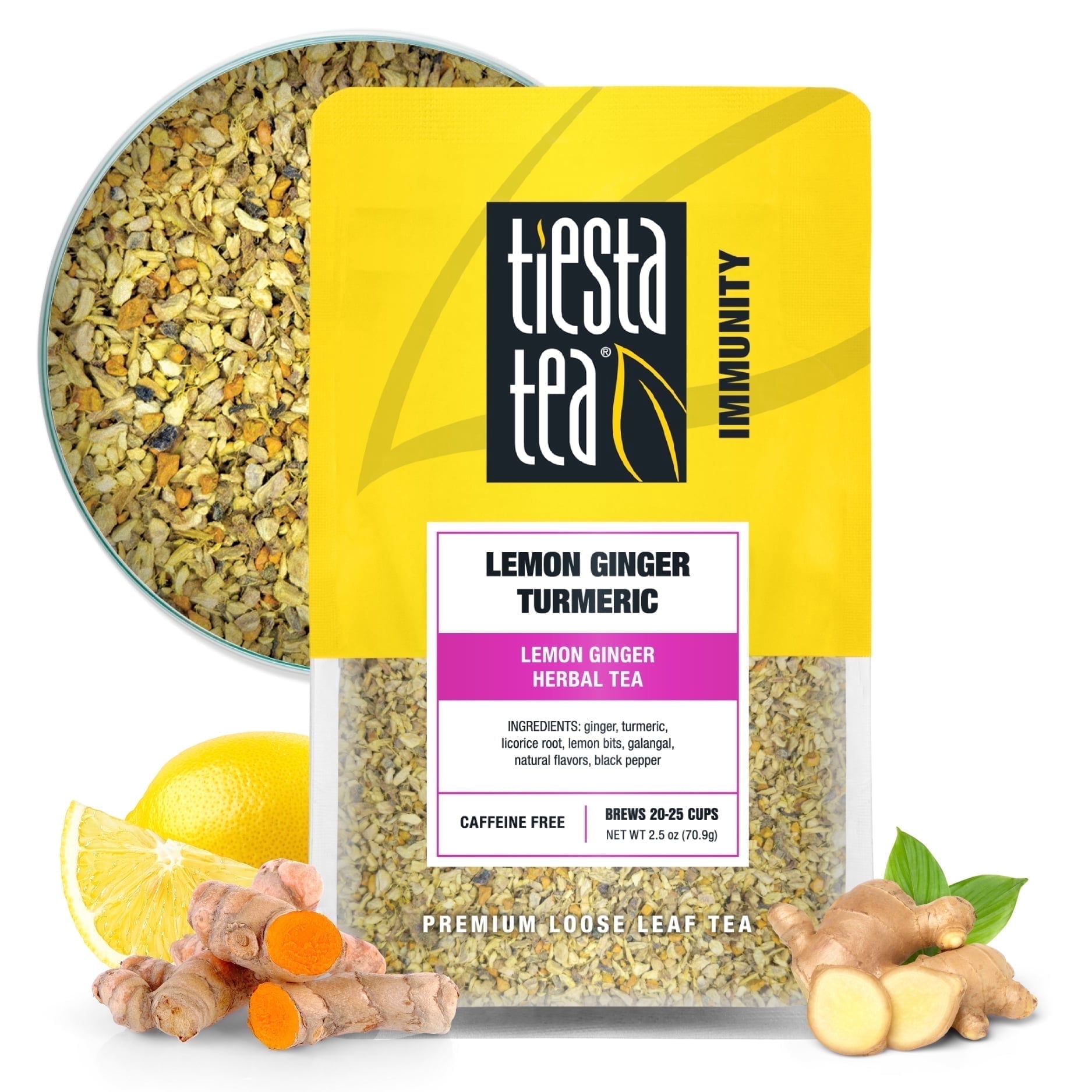 Tiesta Tea Lemon Ginger Turmeric, Immunity Loose leaf Tea, Lemon Ginger Loose Leaf Herbal Tea, Make Hot or Iced Tea