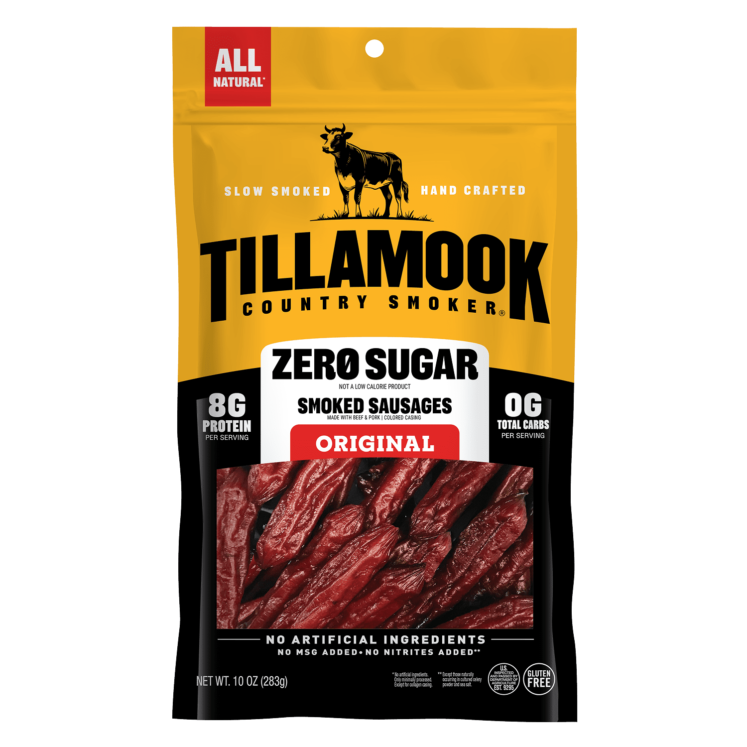 Tillamook Country Smoker Original Zero Sugar Smoked Sausages, 8g Protein per Serving, 10 Oz