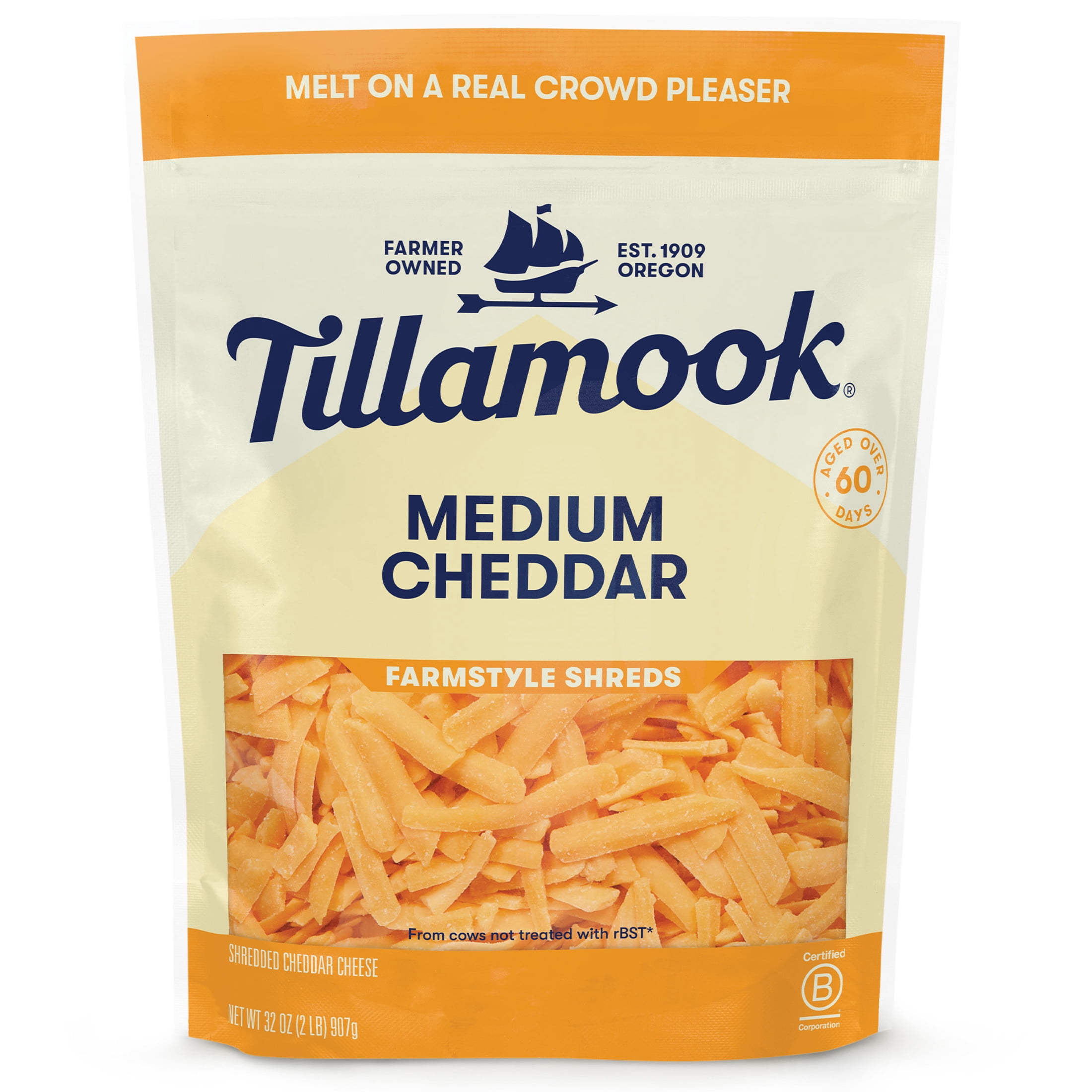 Tillamook Farmstyle Shredded Medium Cheddar Shredded Cheese, 32 oz