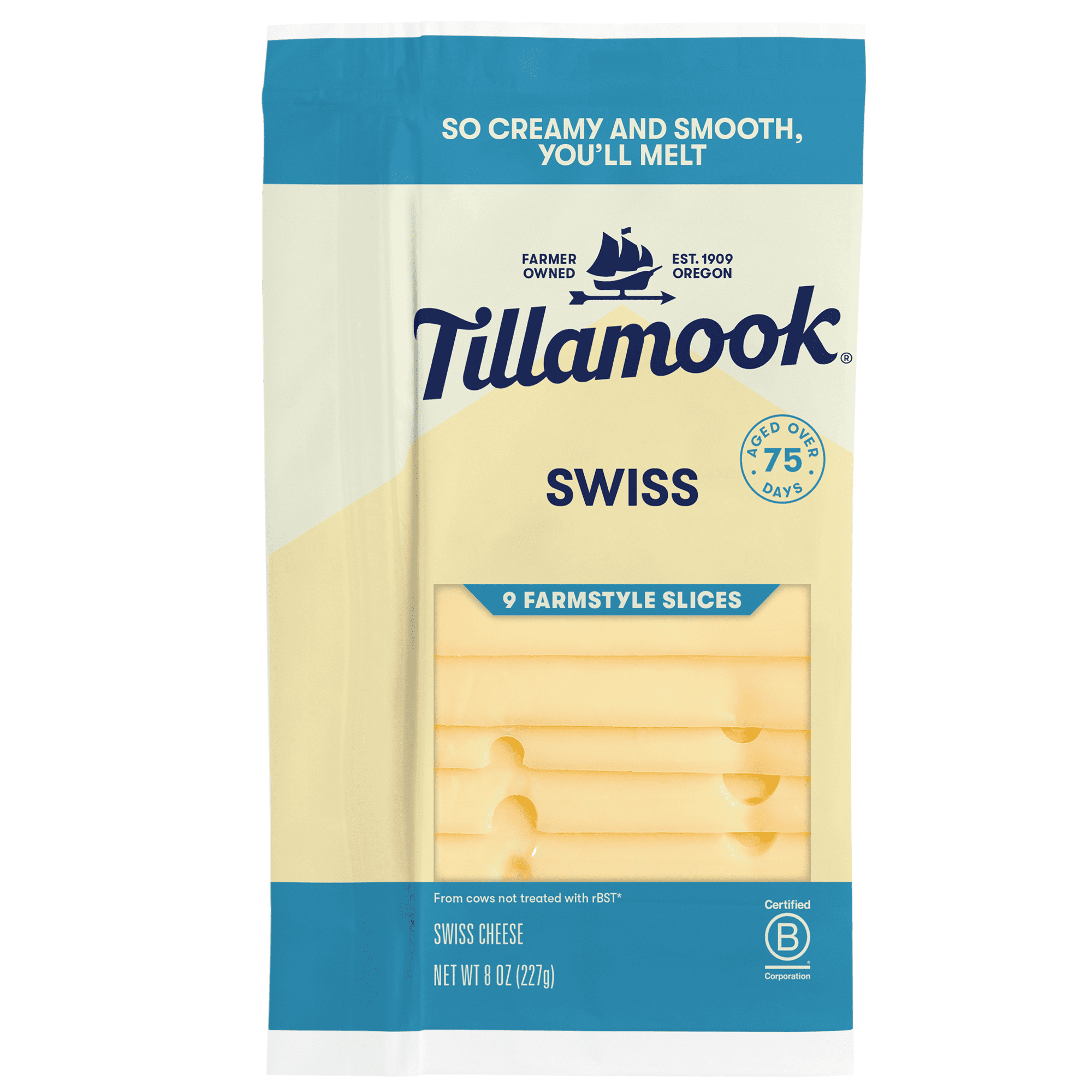 Tillamook Farmstyle Swiss Cheese Slices, 8 oz, 9 Count