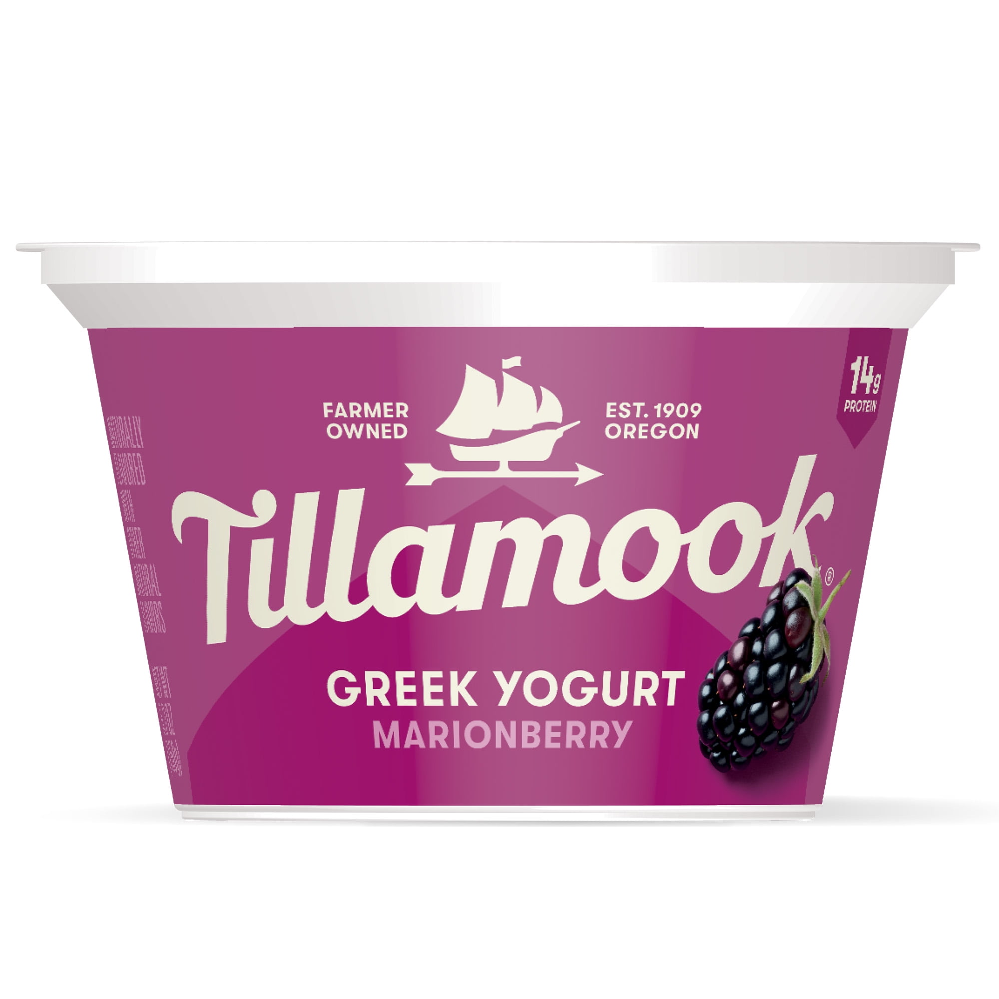 Tillamook Marionberry Greek Yogurt, Blended, 14g Protein per Serving, 5.3 oz