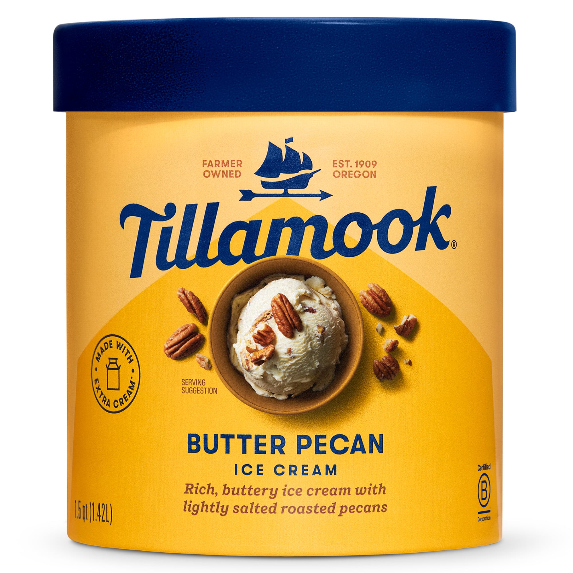 Tillamook Original Premium Butter Pecan Ice Cream, 48 fl oz