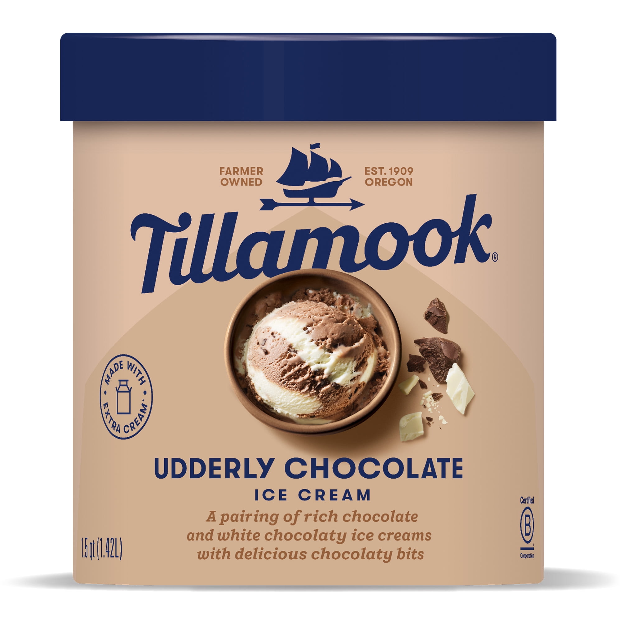 Tillamook Udderly Chocolate Ice Cream, 48 oz