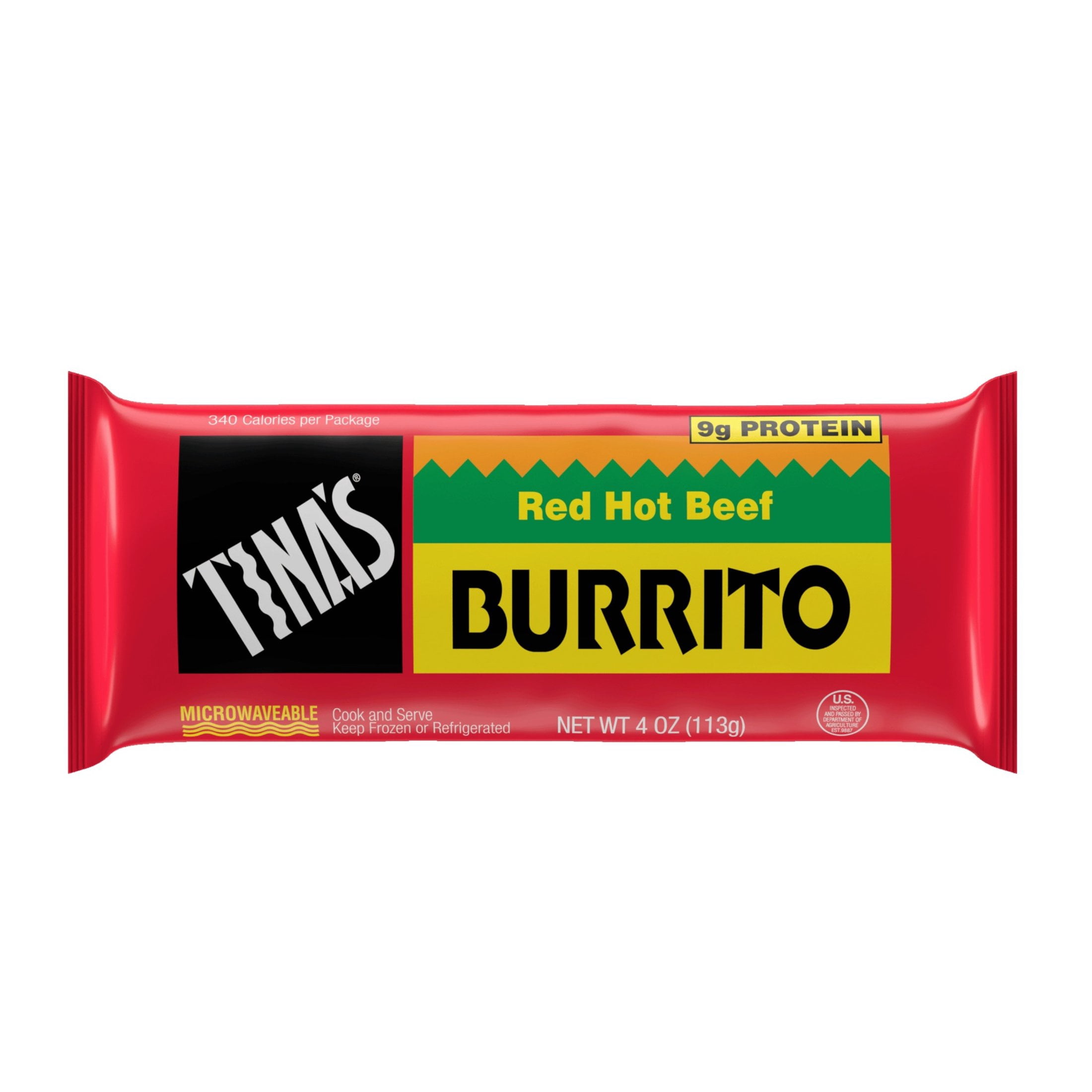 Tinas Red Hot Beef Burrito, Quick Microwave Meal, 9g Protein, 4 oz, Everyday Value