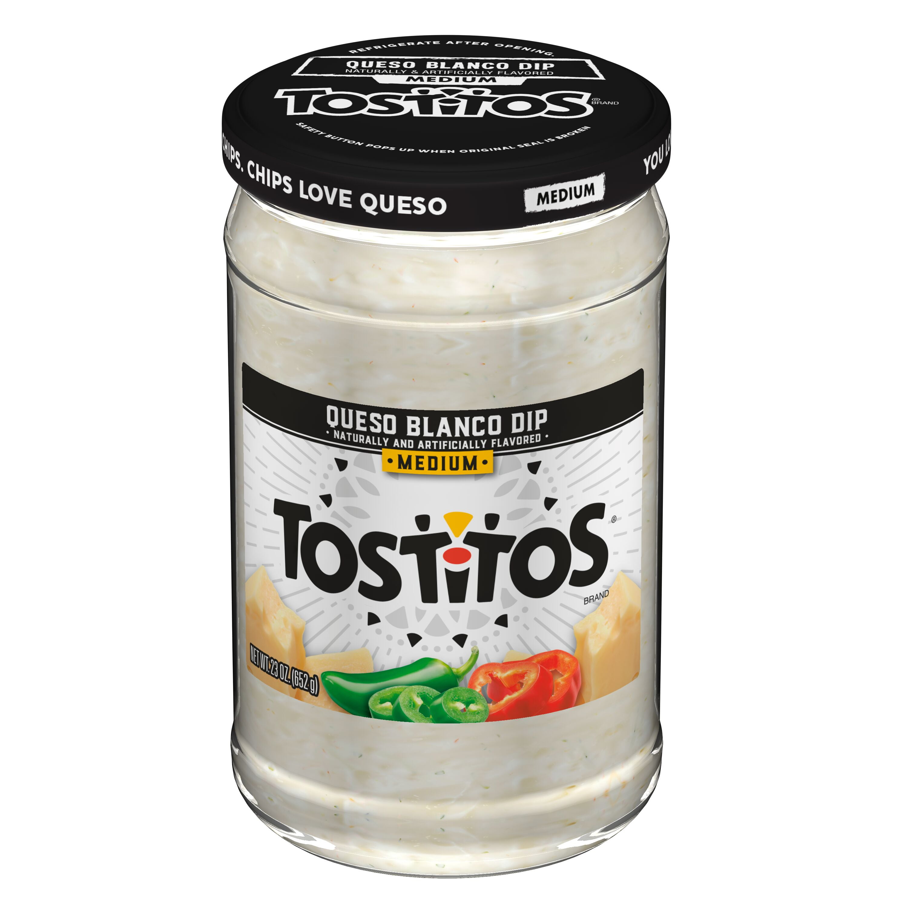Tostitos Medium Blanco Flavored Queso Dip, 23 oz Jar