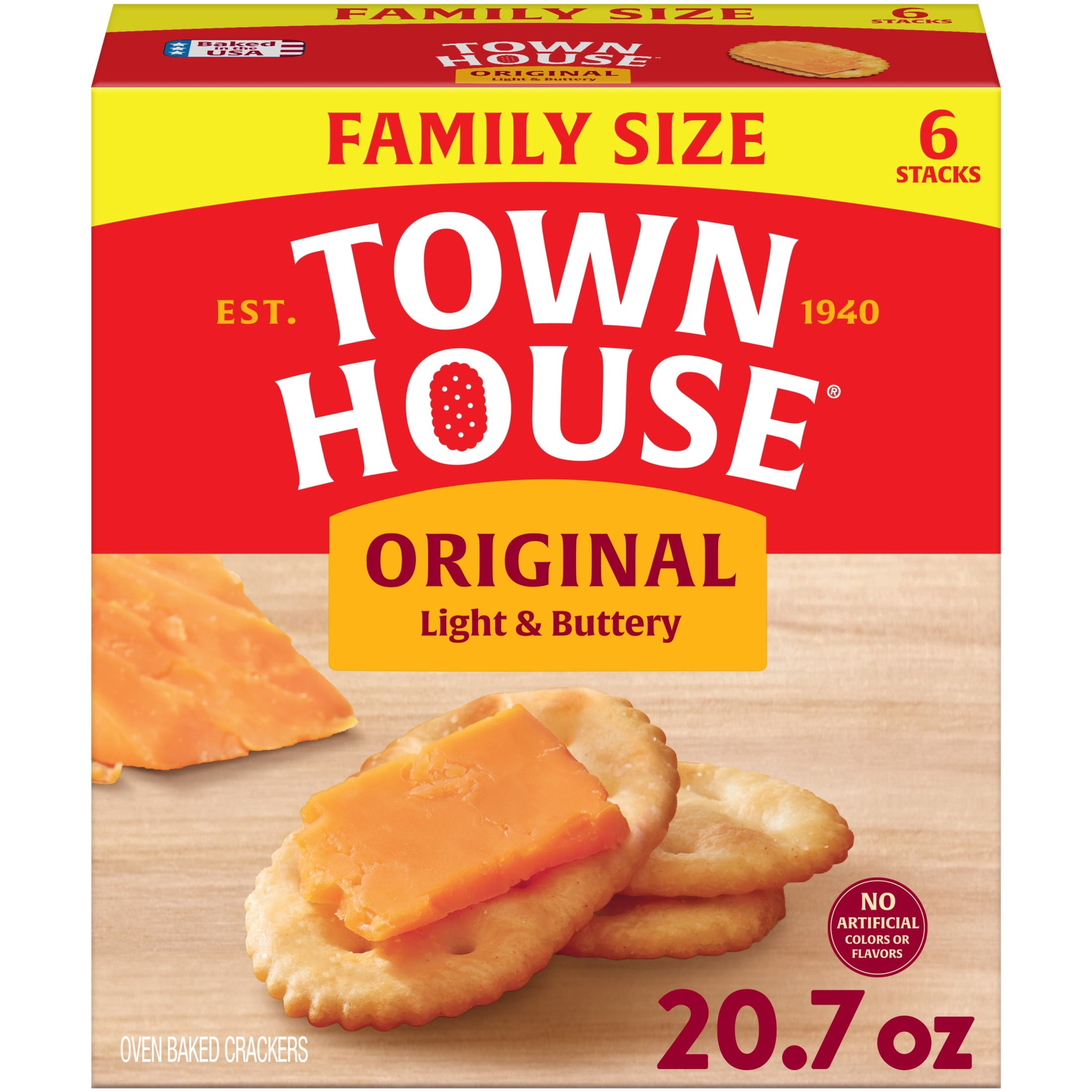 Town House Original Oven Baked Crackers, Salty Snacks, 20.7 oz