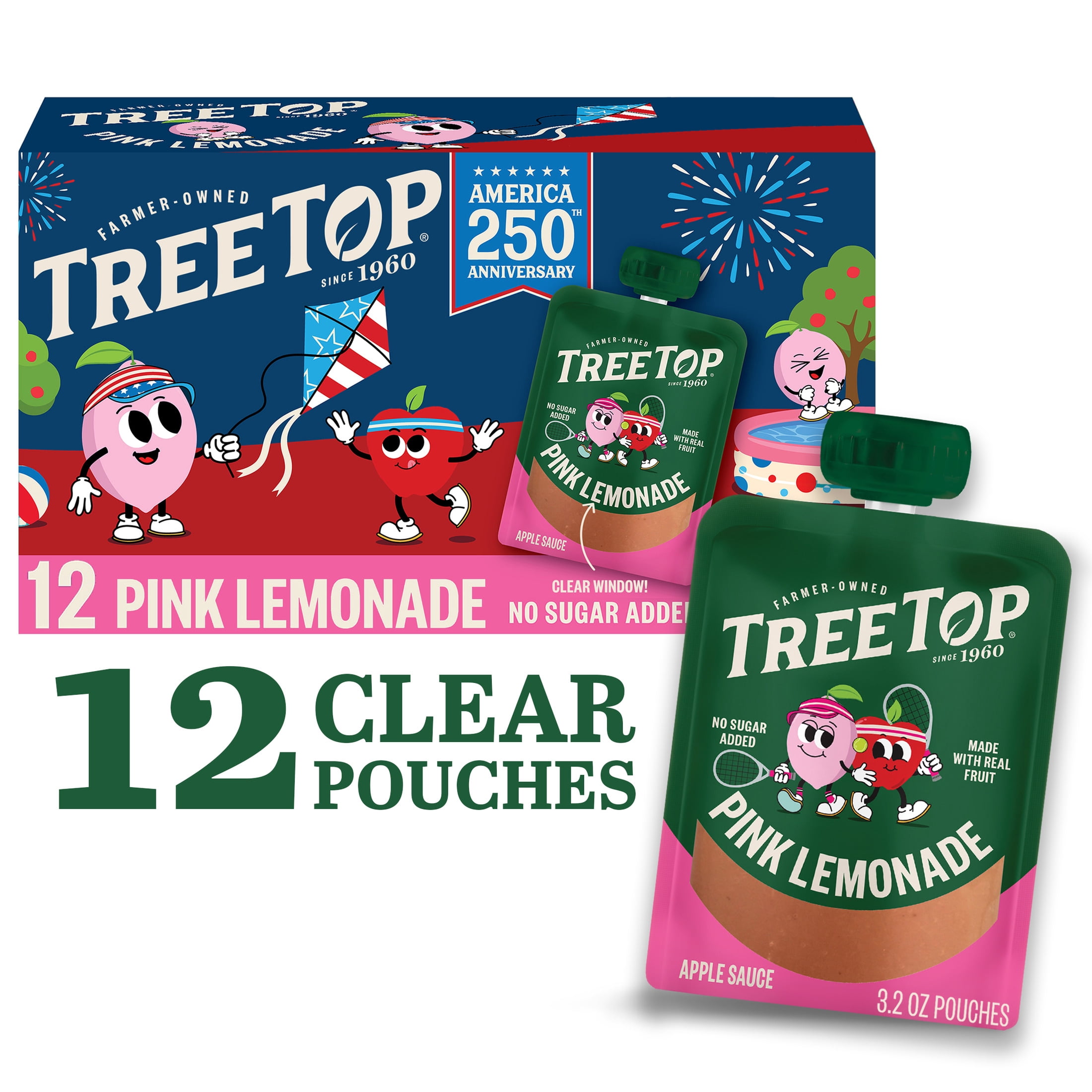 Tree Top Pink Lemonade Apple Sauce Pouches, 3.2 Oz, 12 Count