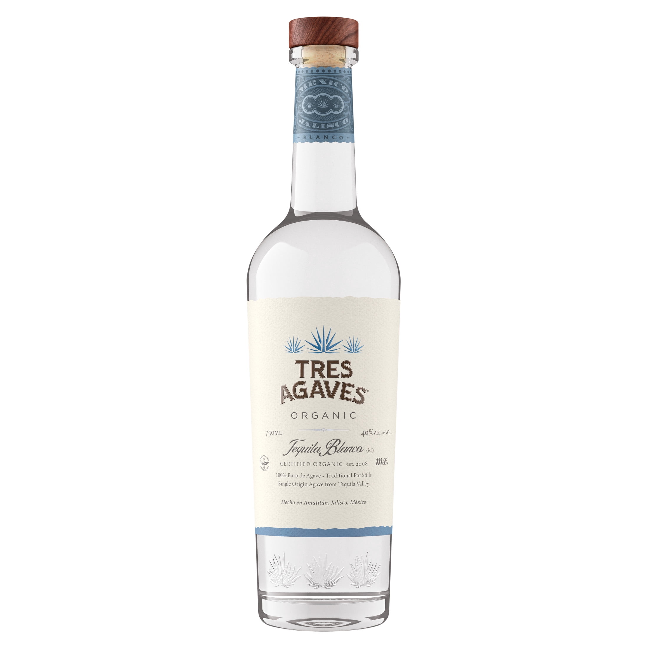 Tres Agaves Organic Blanco Tequila, 750mL Bottle