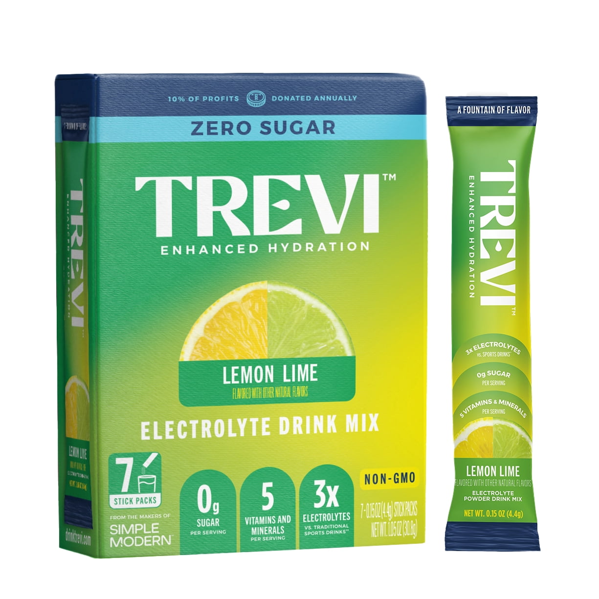 Trevi Sugar Free Electrolyte Drink Mix - 7 Count Lemon Lime