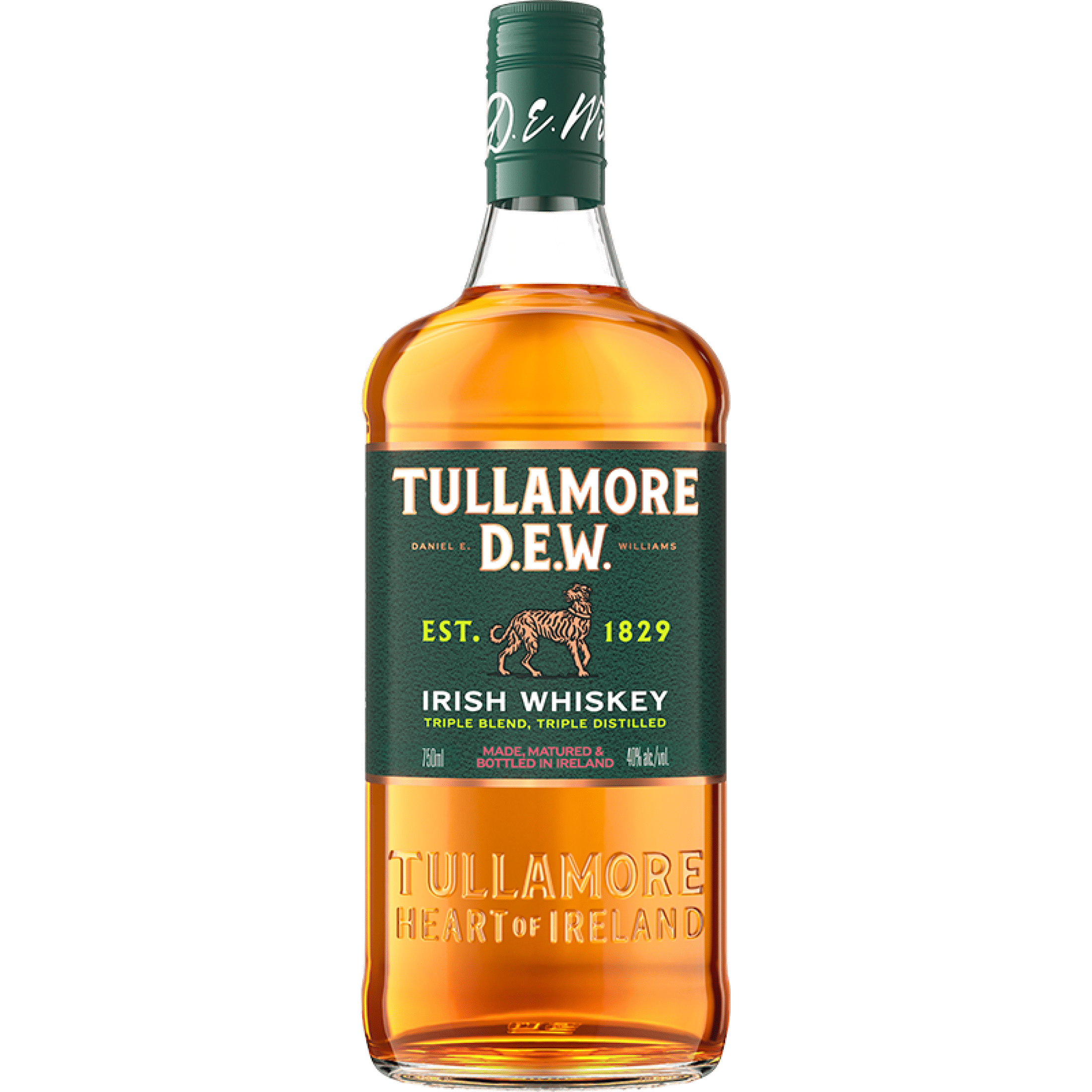 Tullamore D.E.W. Original Irish Whiskey, 750ml Glass Bottle, 40% ABV 80 Proof