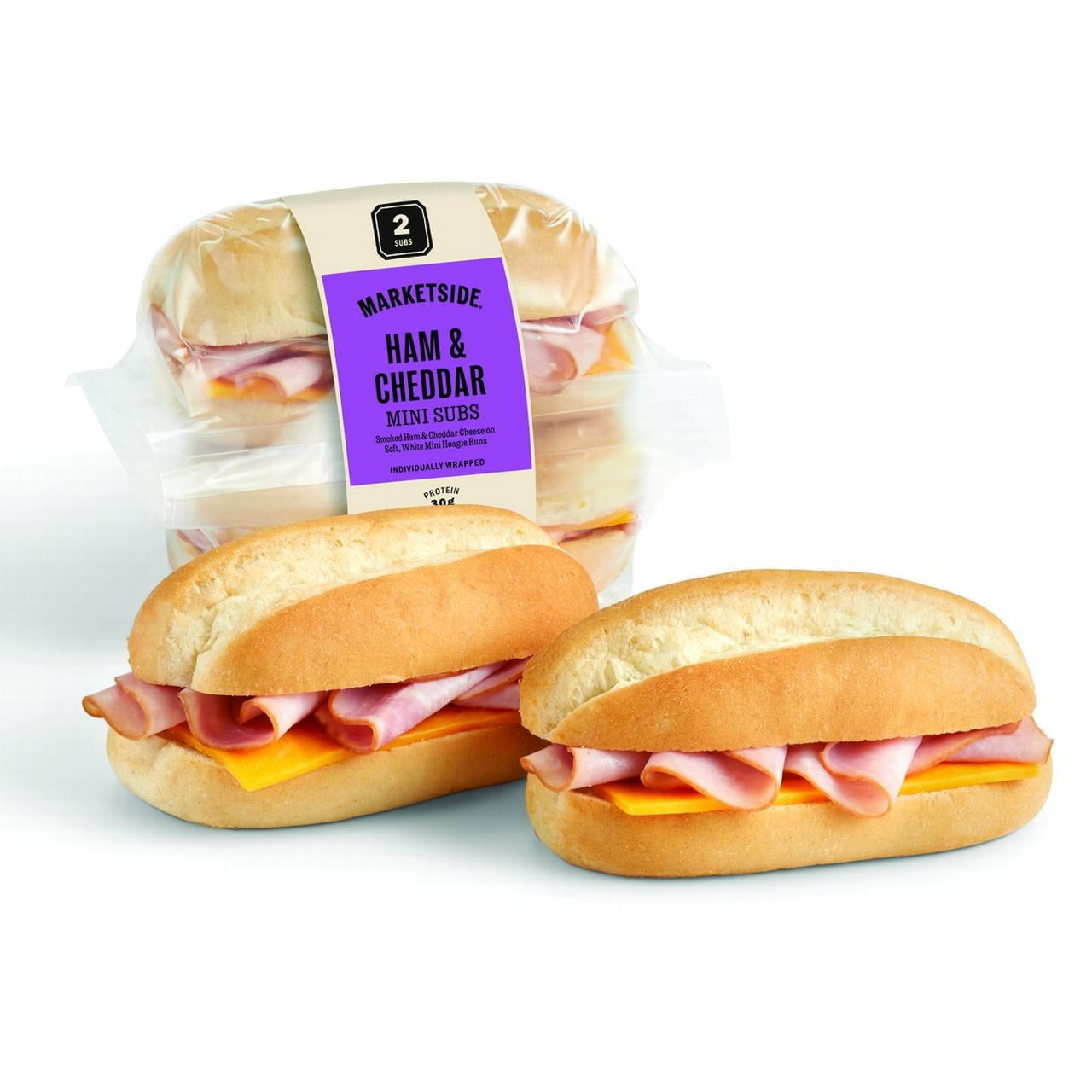 Marketside Smoked Ham & Cheddar Mini Twin Pack Sub Sandwich, 7.2 oz, 1 Count