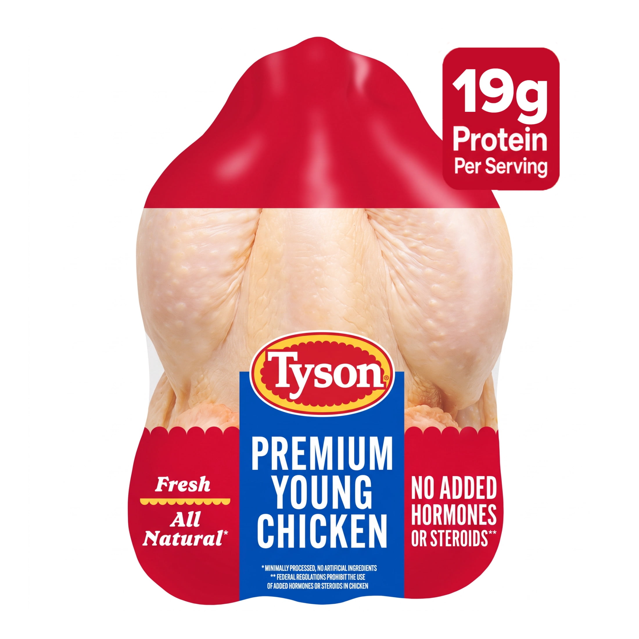 Tyson All Natural, Fresh, Premium Young Whole Chicken, 1 Count, 3.5 - 8.5 lb