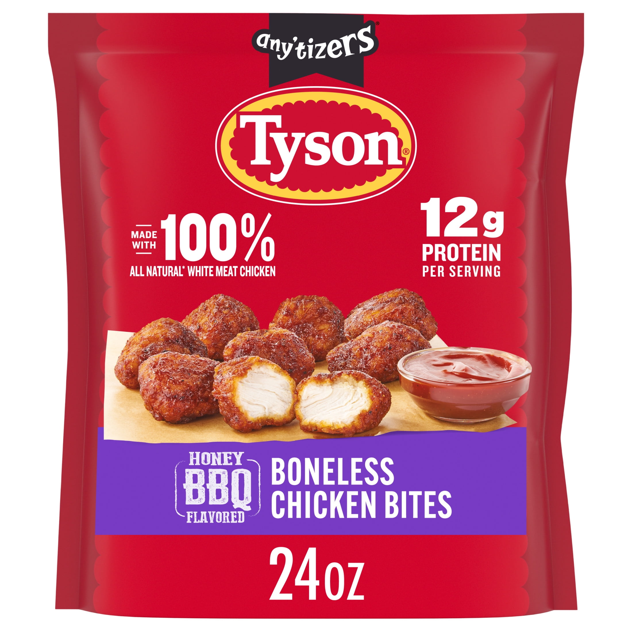 Tyson Any'tizers Honey BBQ Boneless Chicken Bites, 24 oz (Frozen, Fully Cooked)