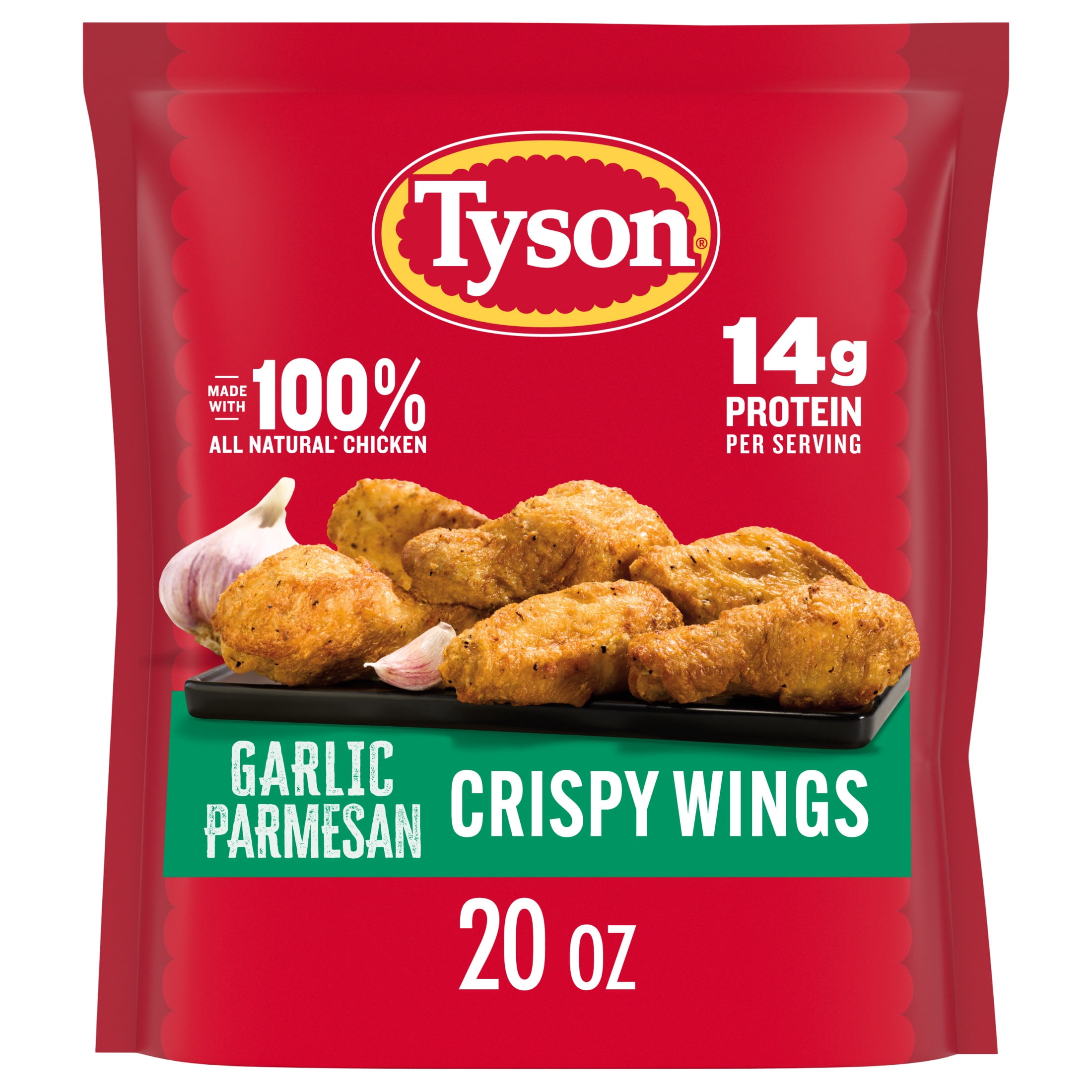 Tyson Garlic Parmesan Crispy Wings, 20 oz (Frozen, Fully Cooked)