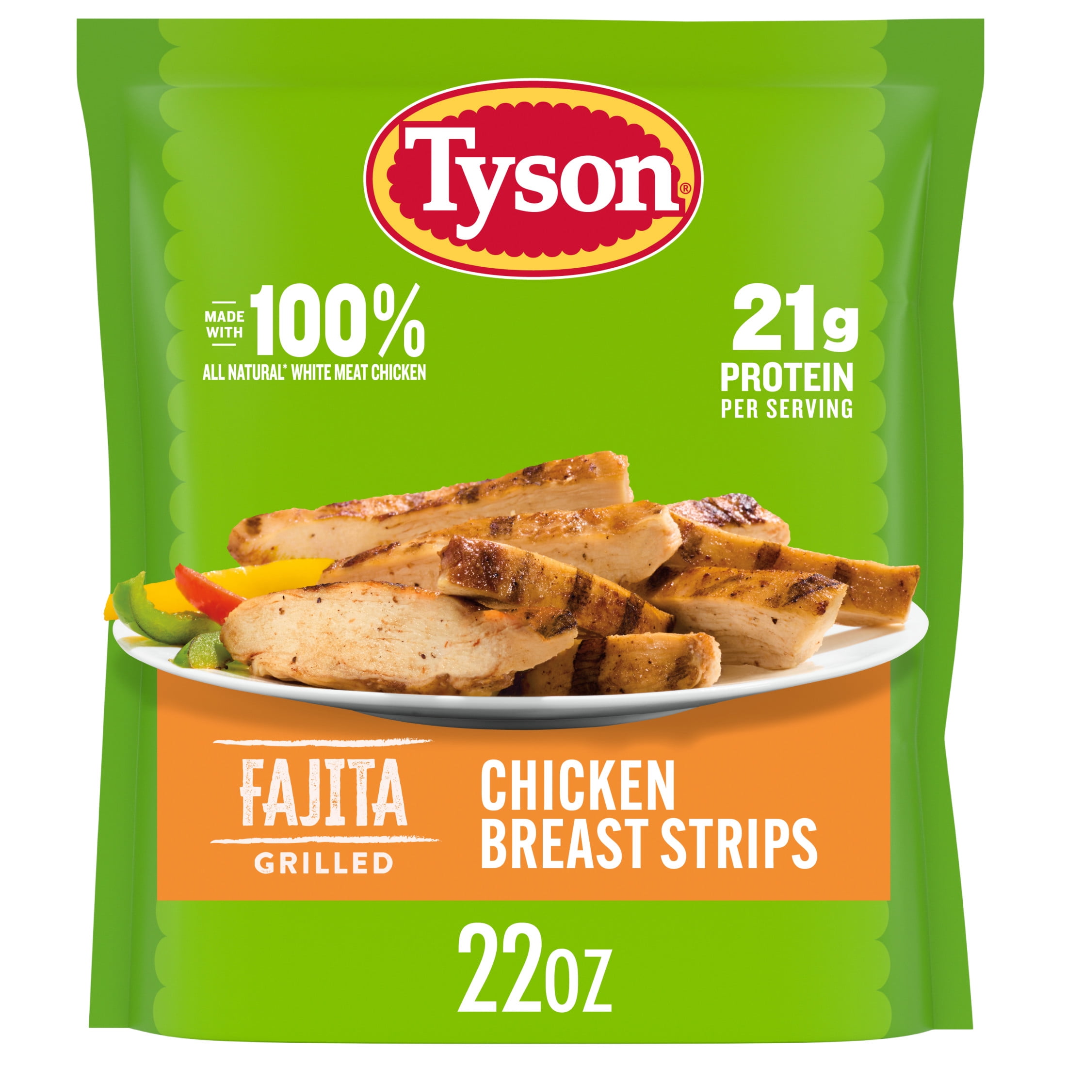 Tyson Grilled Fajita Chicken Breast Strips, 22 oz (Frozen, Fully Cooked)