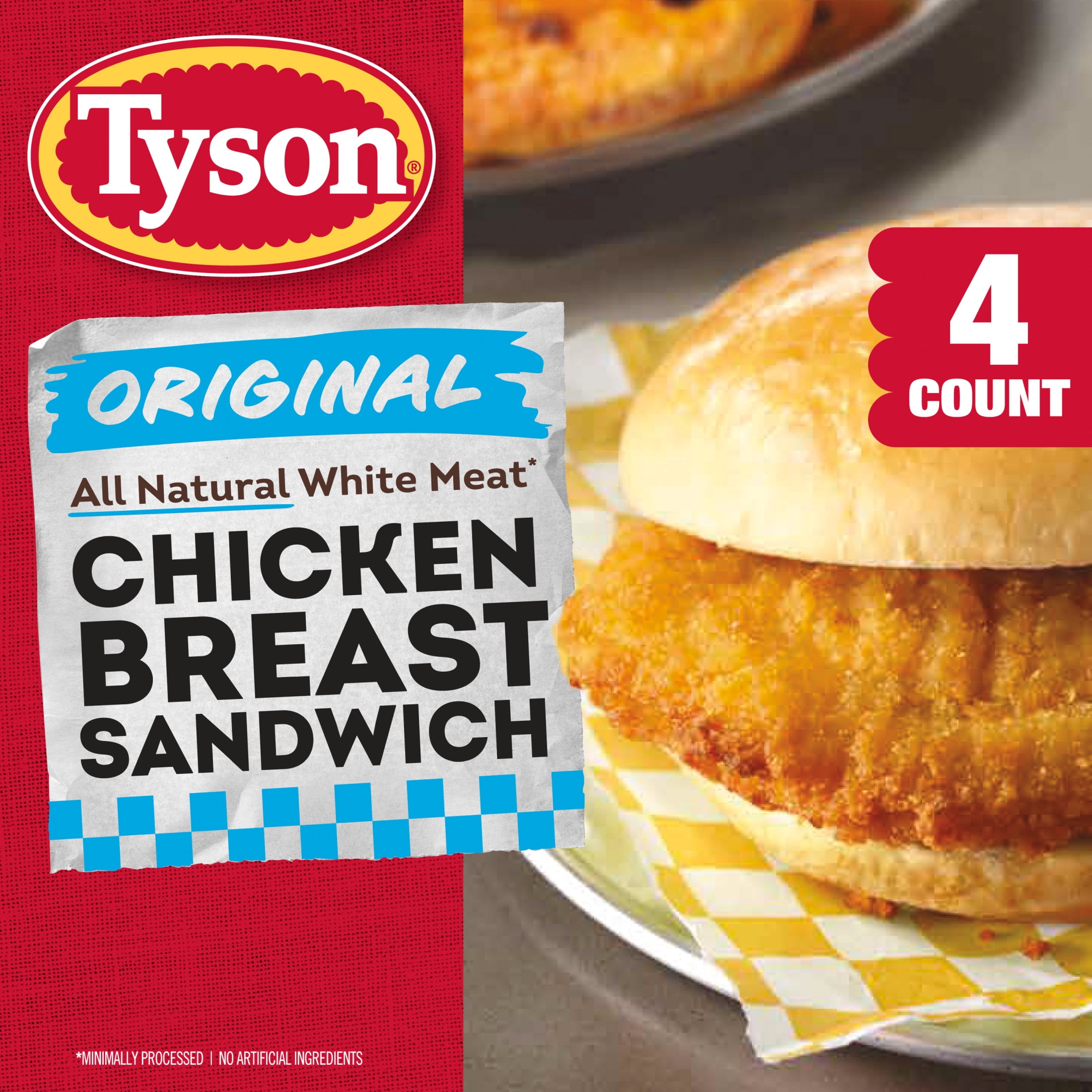 Tyson Original Frozen Chicken Breast Sandwich, 24 oz, 4 Count