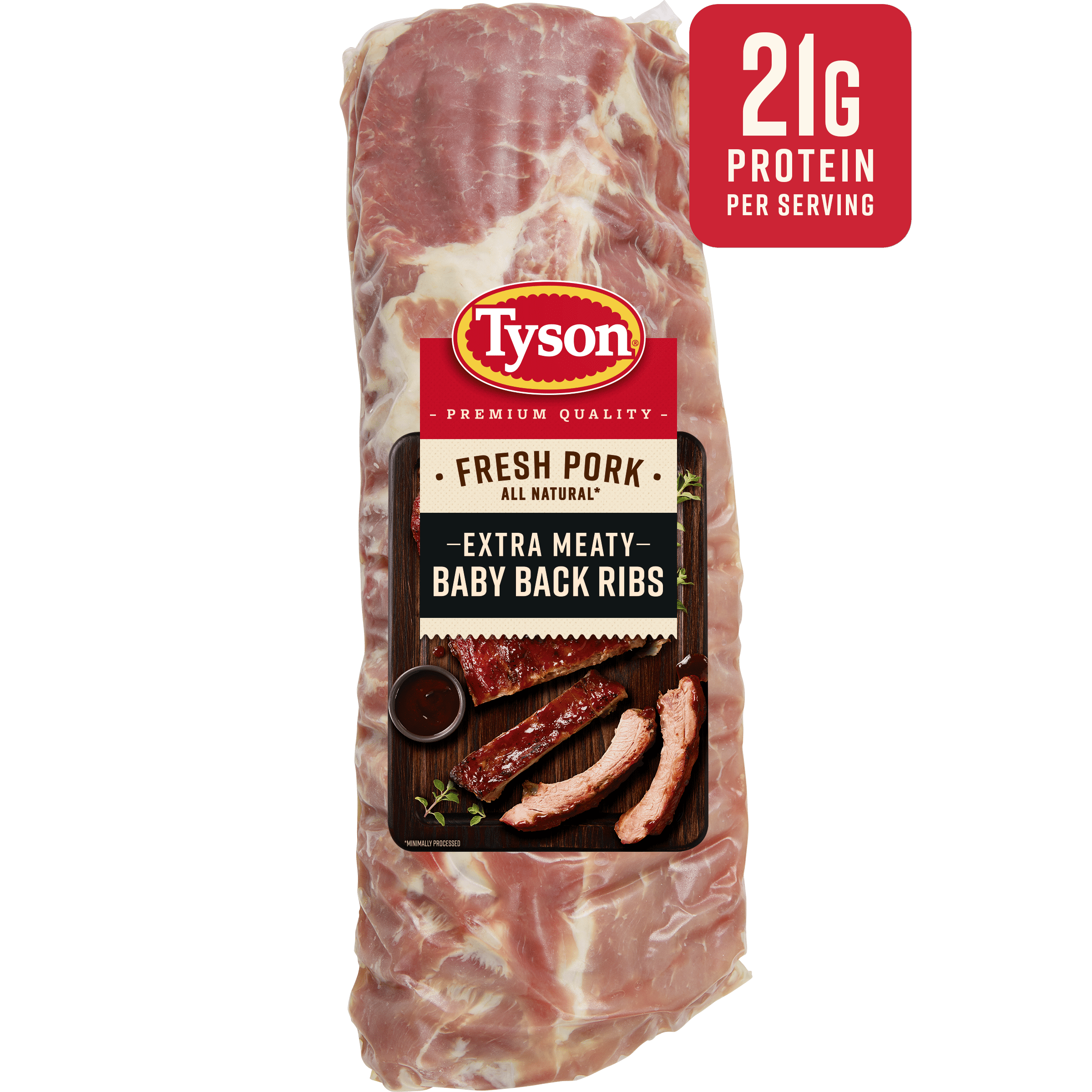 Tyson Tender & Juicy Extra Meaty Fresh Pork Baby Back Ribs, 2.9 - 4.4 lb