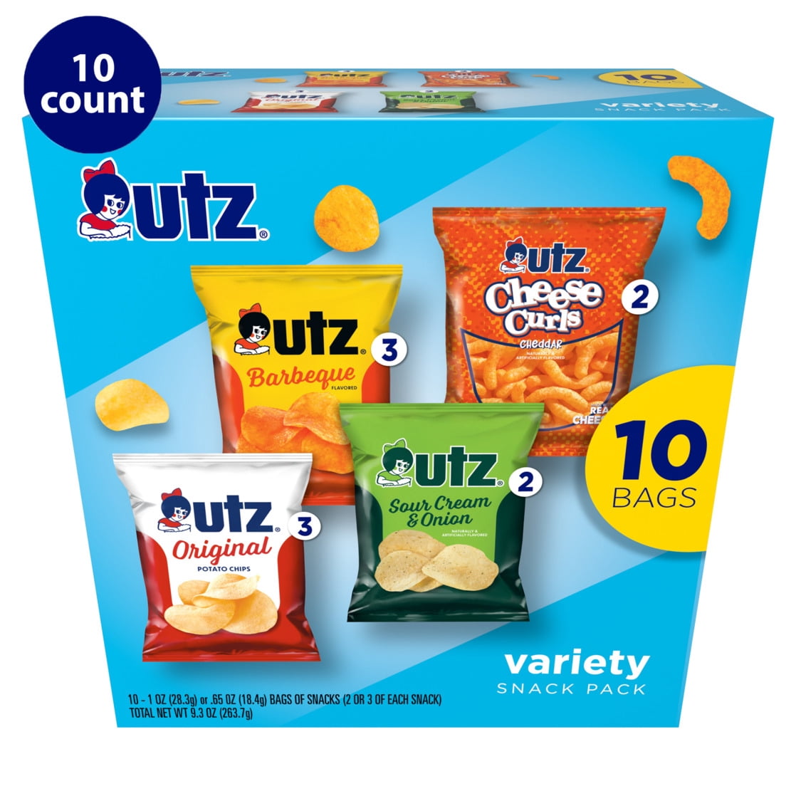Utz Snack Pack, Variety Pack, Potato Chips, 1 oz, 10 Count