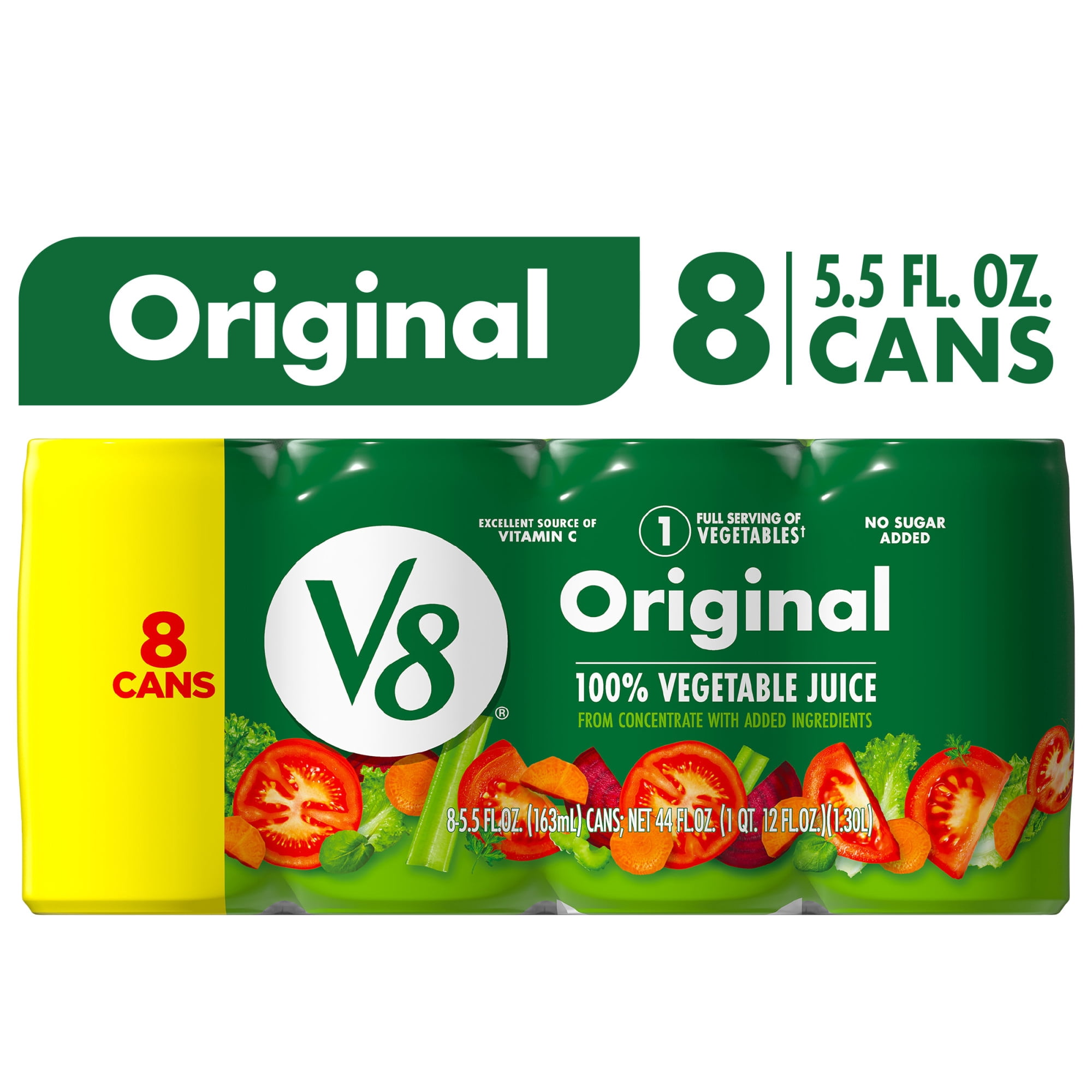 V8 Original 100% Vegetable Juice, 5.5 fl oz Can, 8 Count