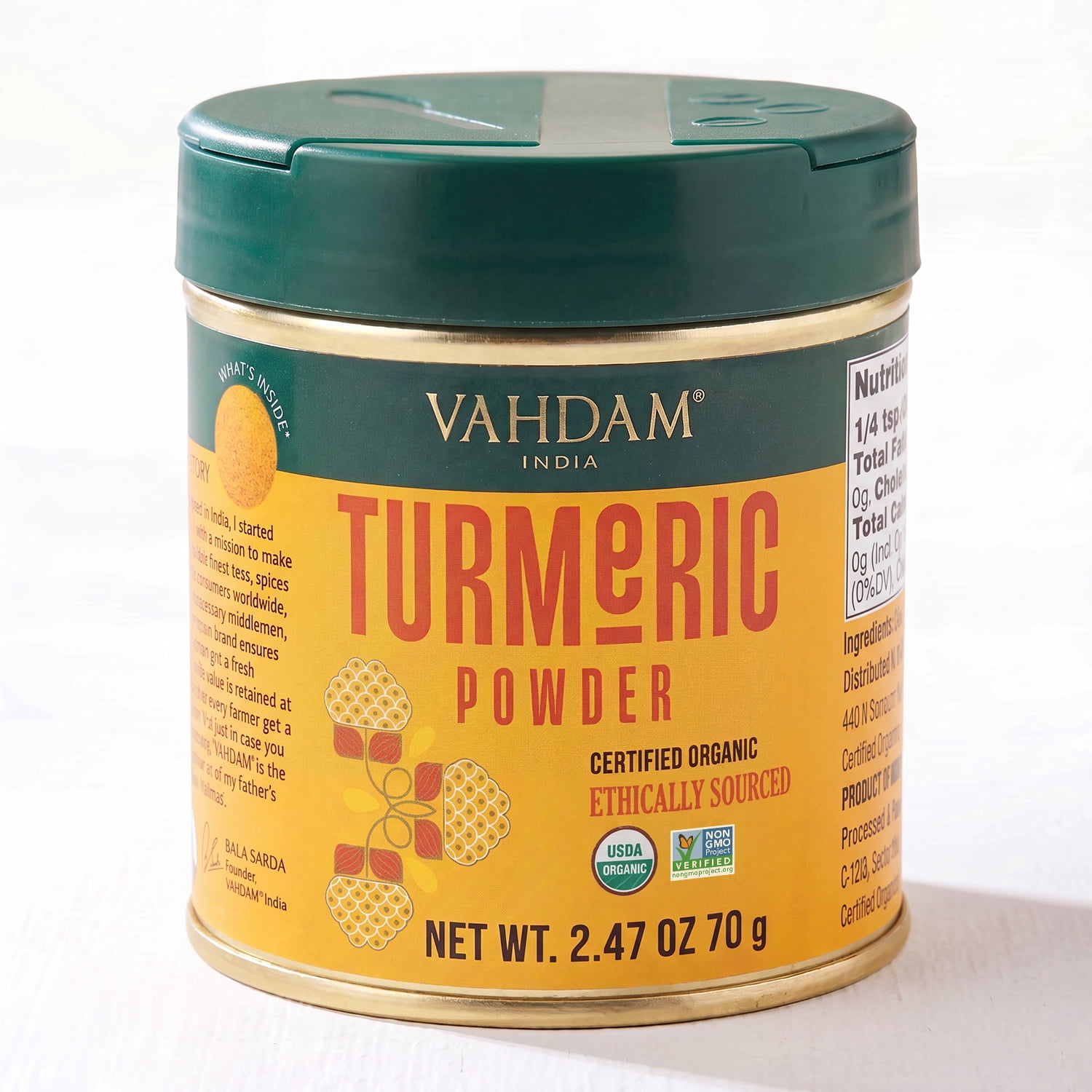 VAHDAM Organic Turmeric Powder w/ High Curcumin (2.47oz) USDA Organic, 100% Raw from India | Gluten-Free, Non-GMO | Premium Quality & Aroma | Single Origin Spice | Direct from Source