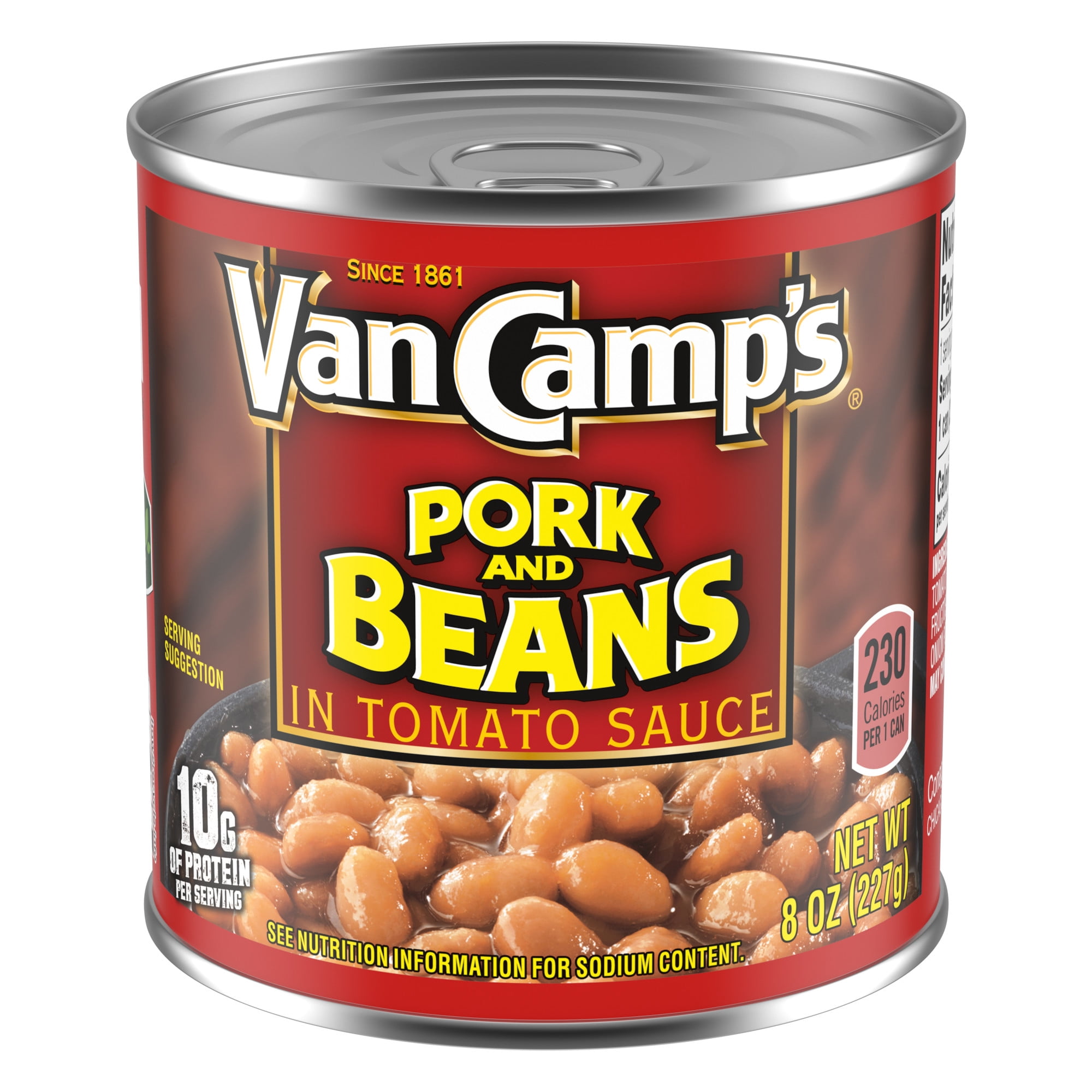 Van Camp's Pork and Beans, 10g Protein Per Serving, Canned Beans, 8 oz. Can