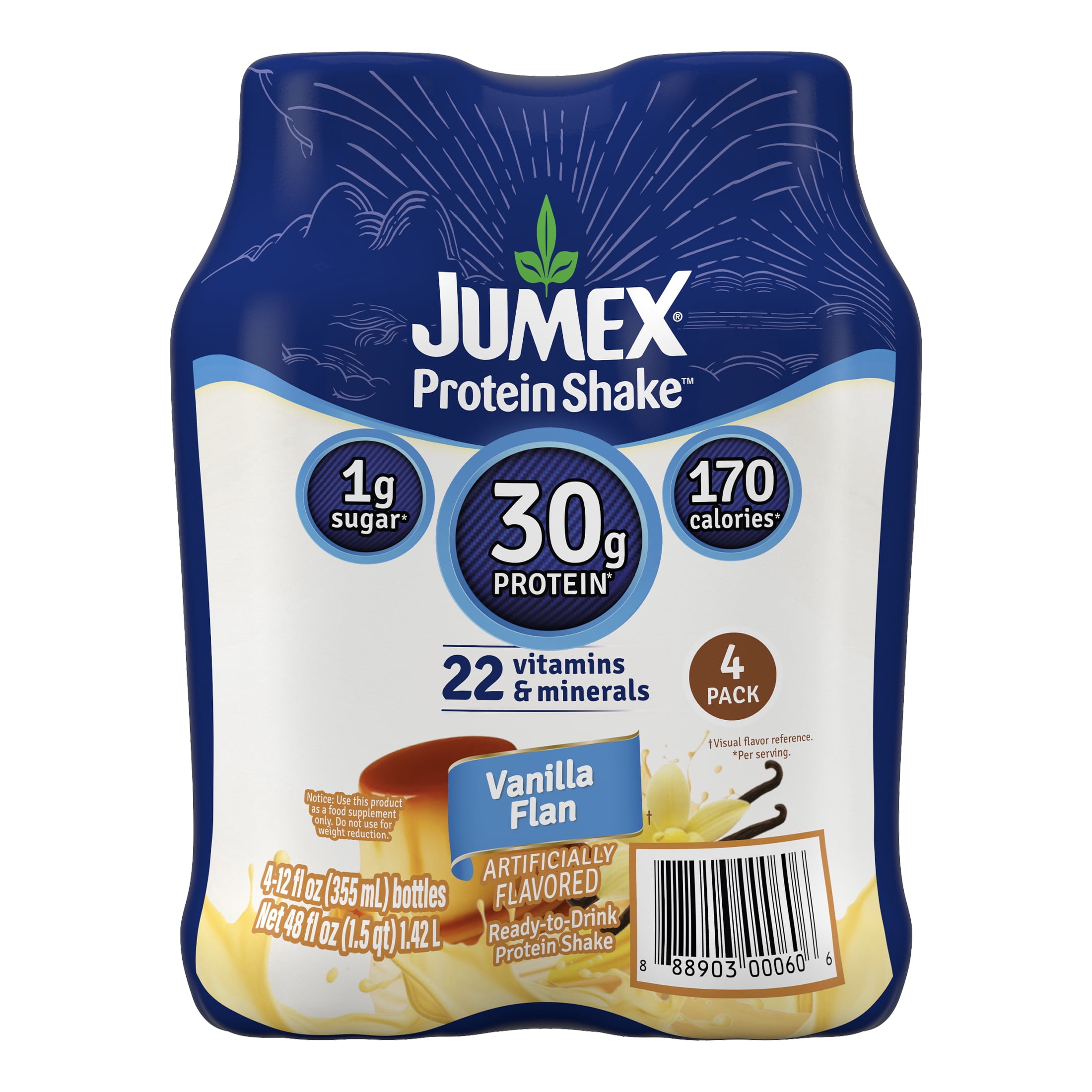 Jumex Protein Shake Vanilla Flan, 30g Protein, 12 fl oz, 4 Pack