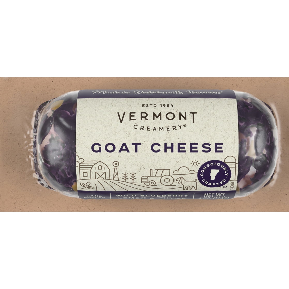 Vermont Creamery Blueberry, Lemon & Thyme Goat Cheese Log, 4 oz