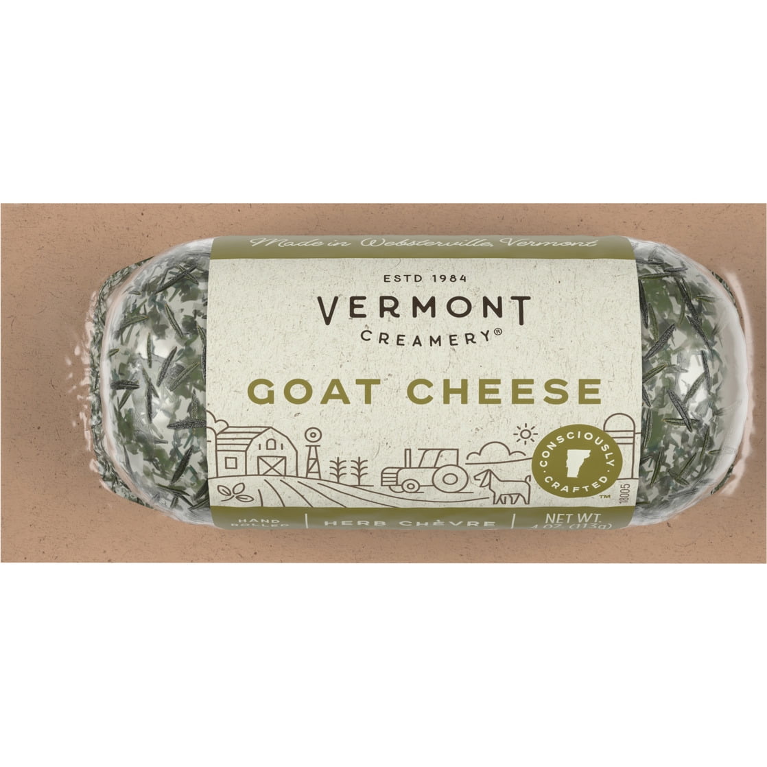 Vermont Creamery Goat Cheese, Herb, 4 oz Log (Fresh, Plastic Wrap)
