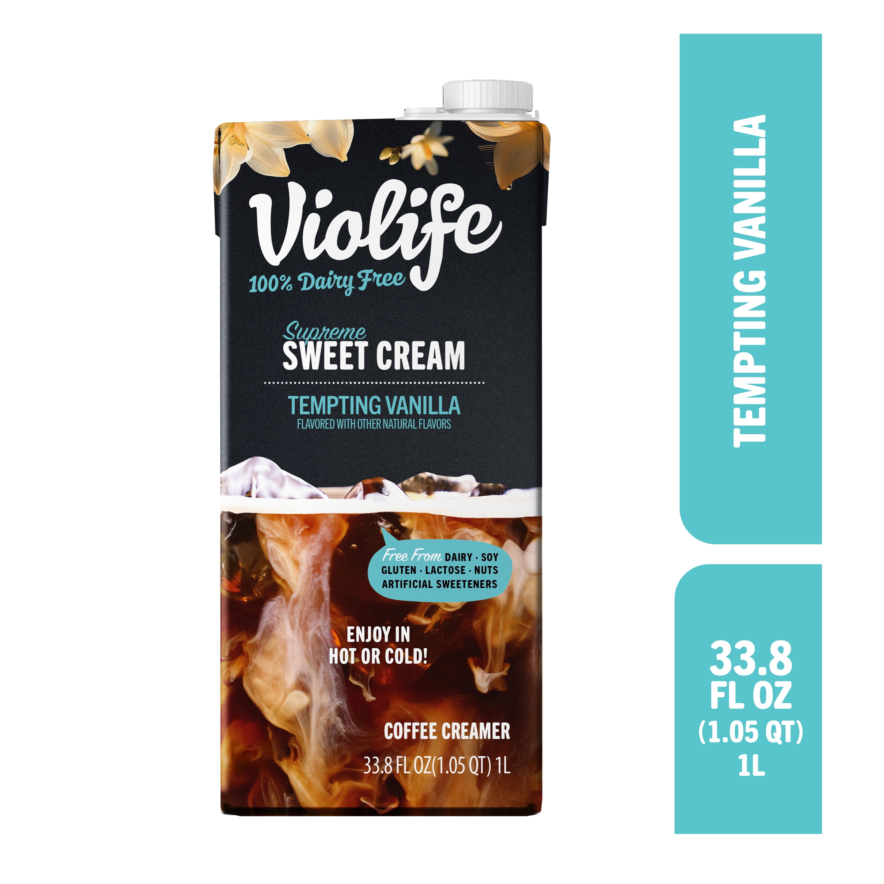 Violife Supreme Sweet Cream Vanilla Coffee Creamer, Dairy-Free, 1L (33.8oz)