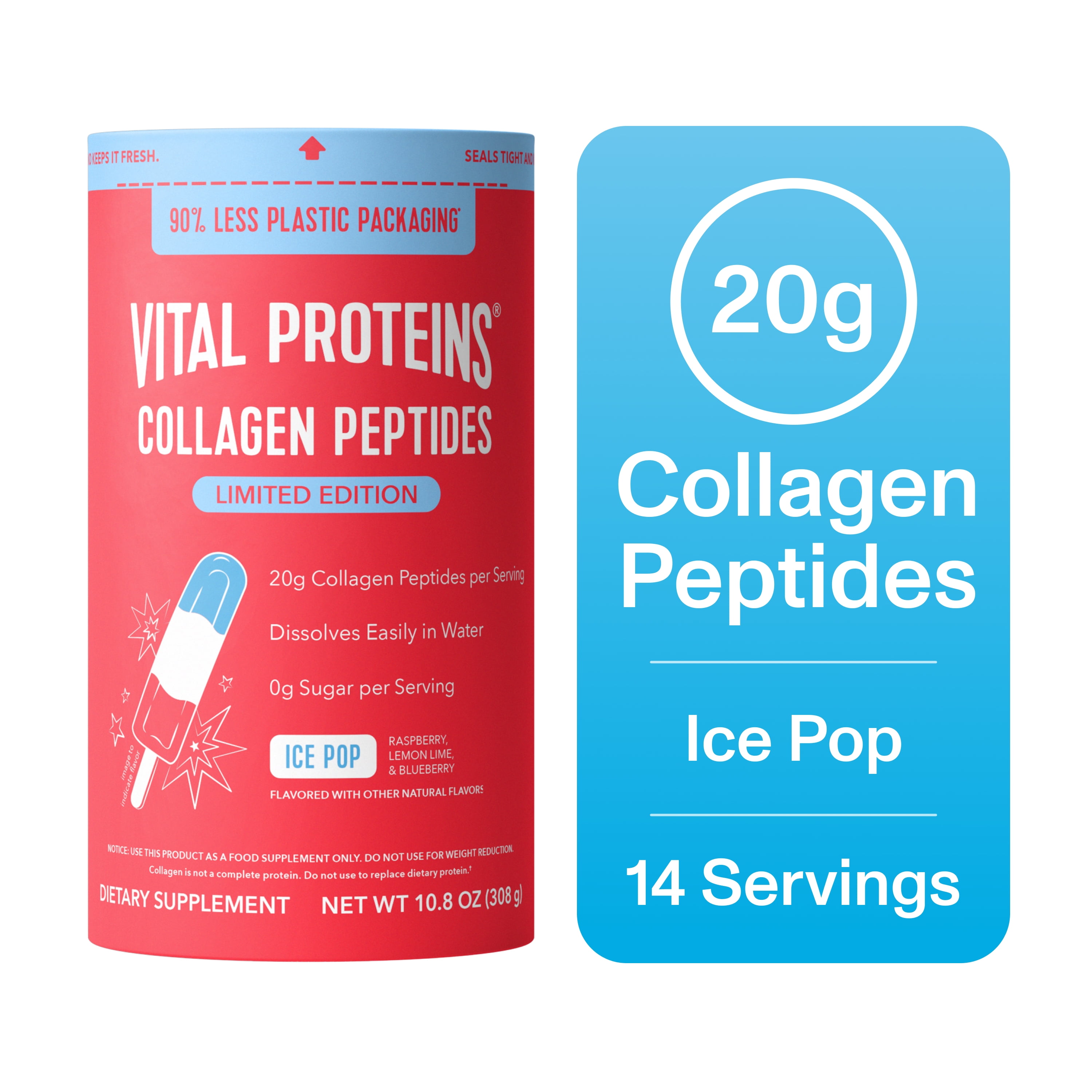 Vital Proteins Collagen Peptide Powder Supplement, Ice Pop, 10.8 oz