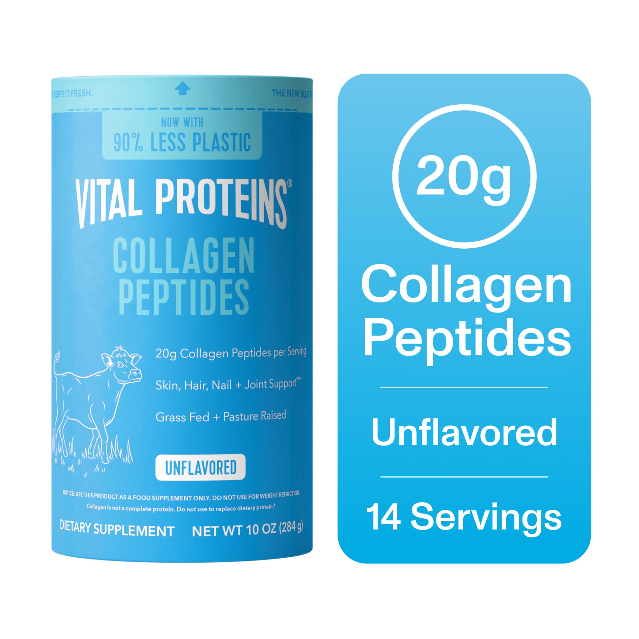 Vital Proteins Collagen Peptides Powder Supplement for Hair, Skin and Nails, Unflavored Collagen Support, 10 oz