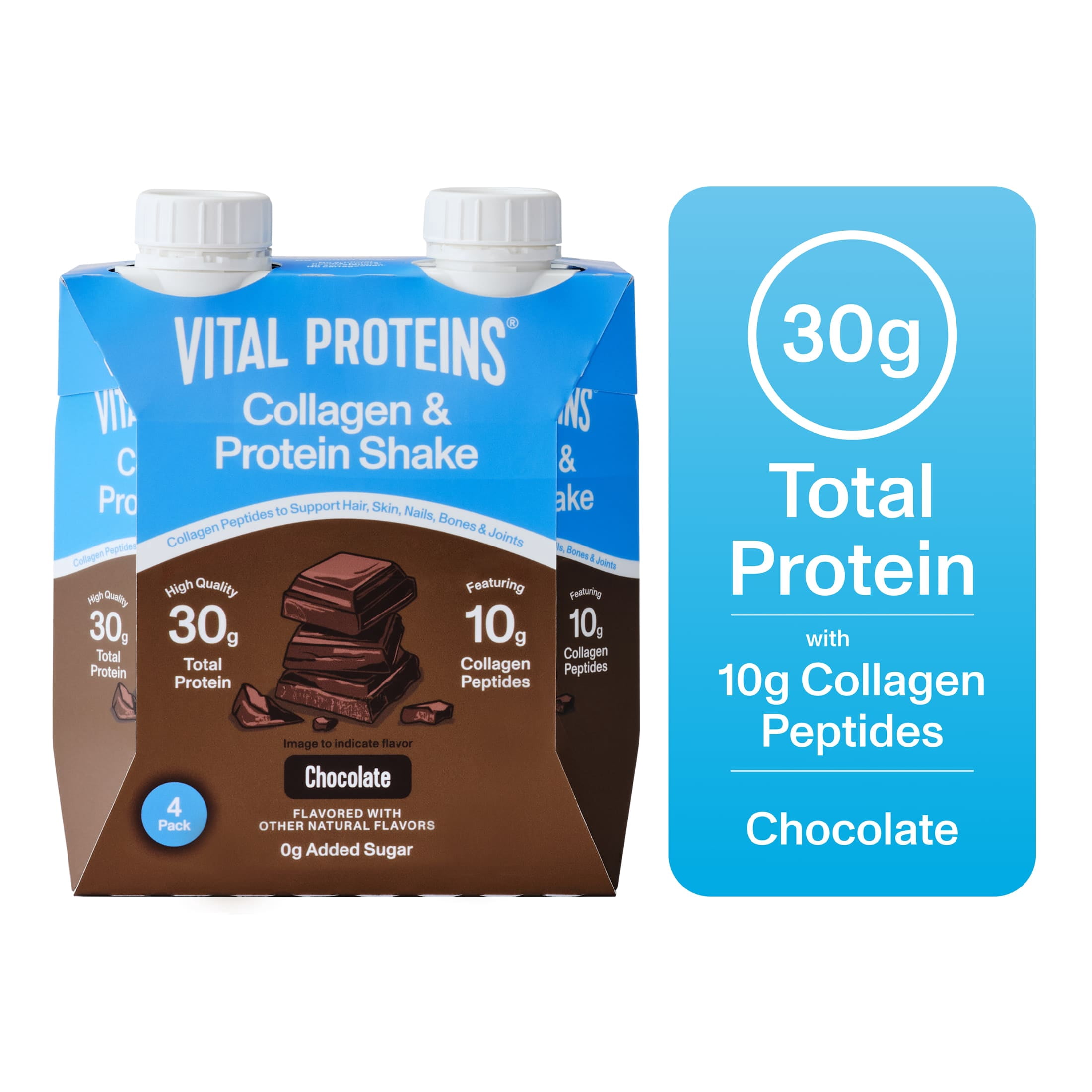 Vital Proteins Chocolate Collagen & Protein Shake, 30g Total Protein Including 10g Collagen Peptides, Collagen Support for Hair, Skin, Nails & Joints
