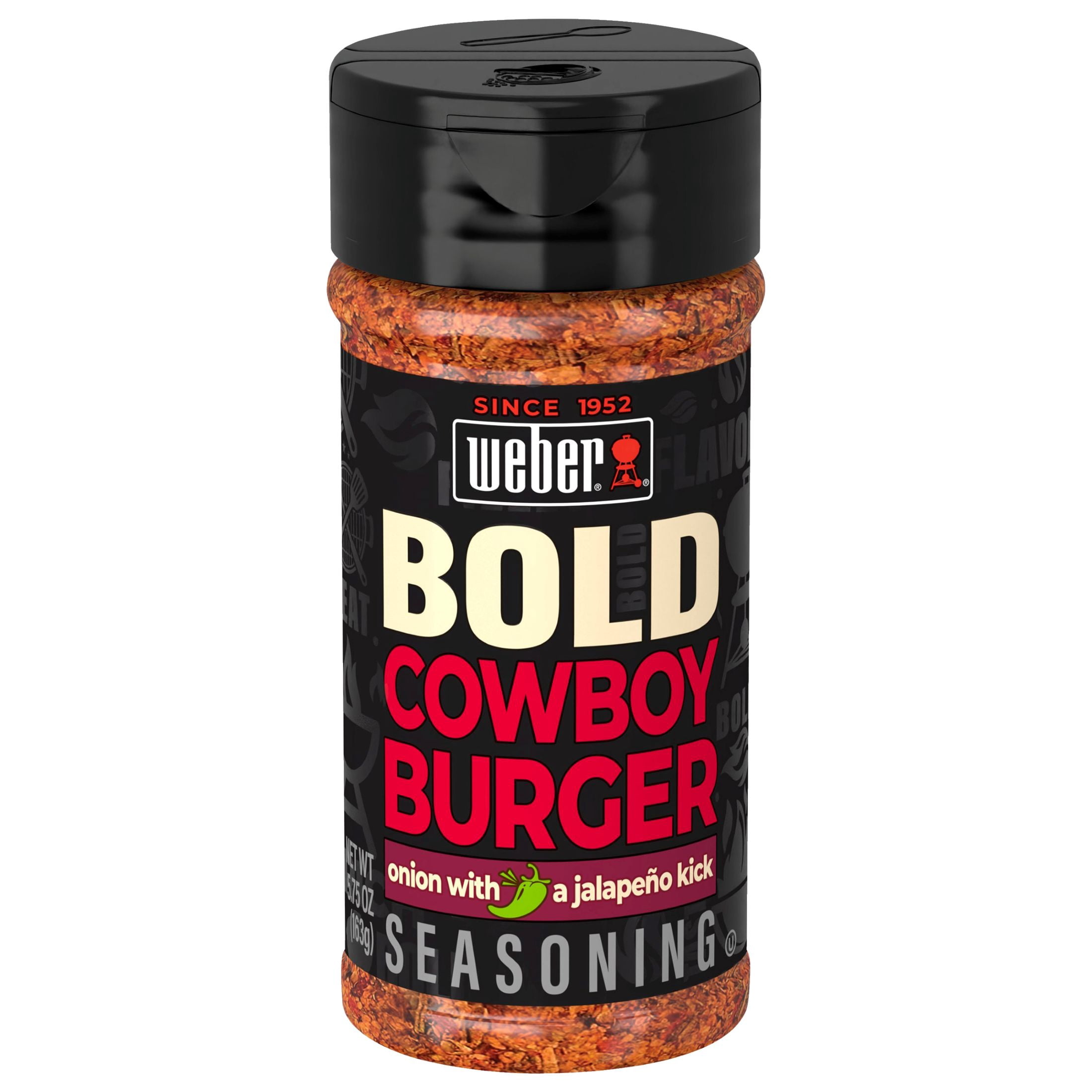 Weber BOLD Cowboy Burger, Onion and Jalapeno Burger Seasoning Blend, 5.75 oz Bottle